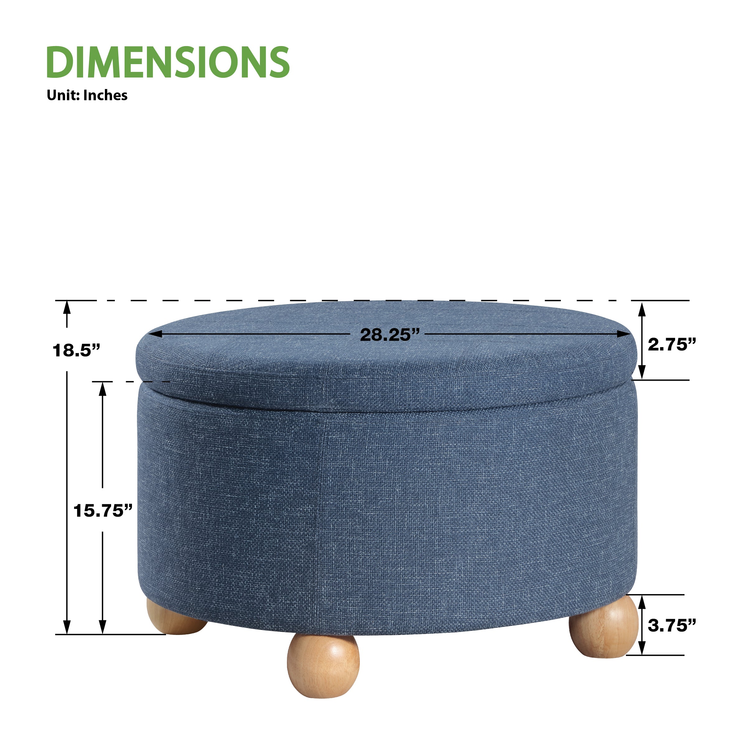 Baynes Storage Ottoman - Navy