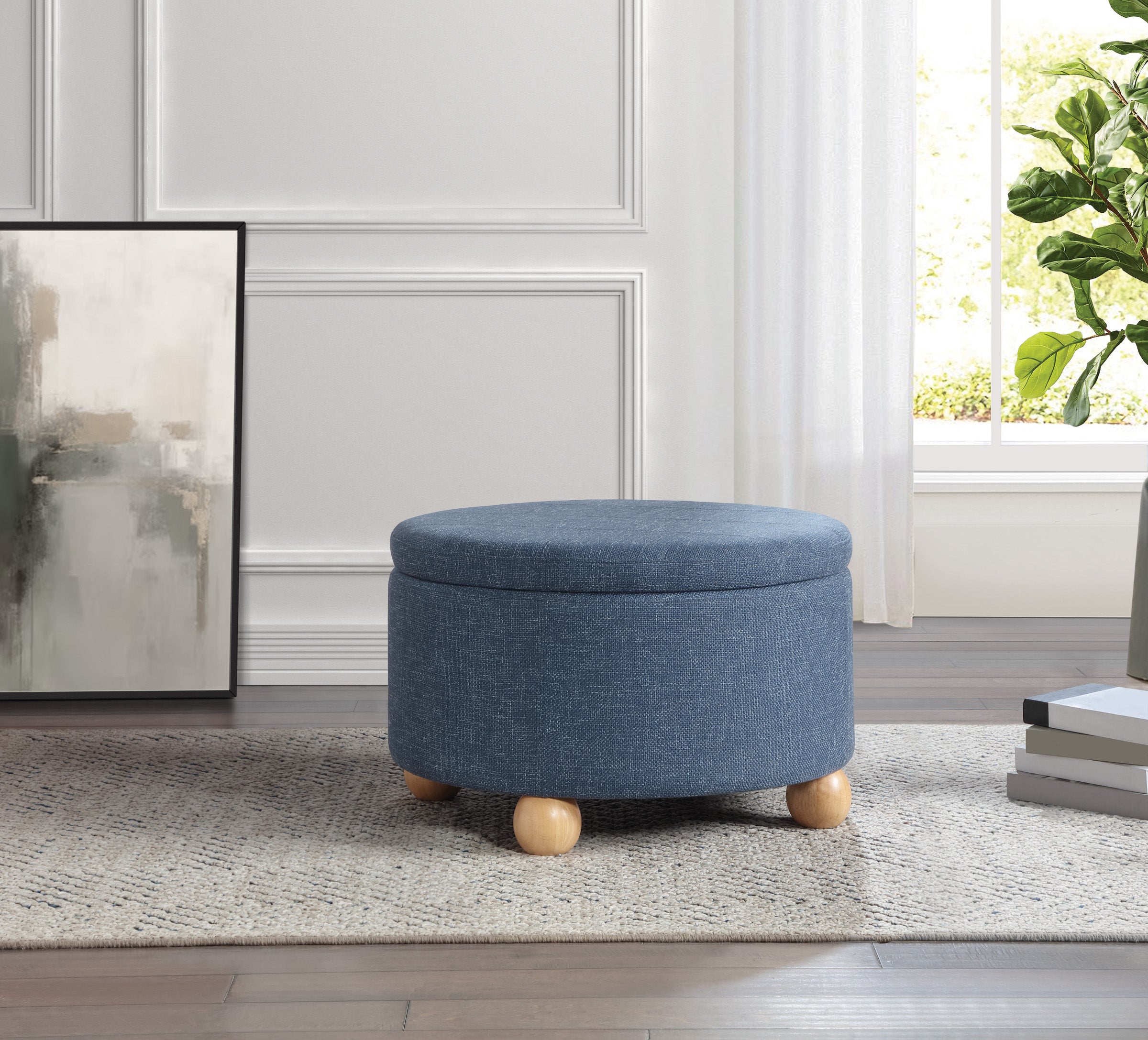 Baynes Storage Ottoman - Navy