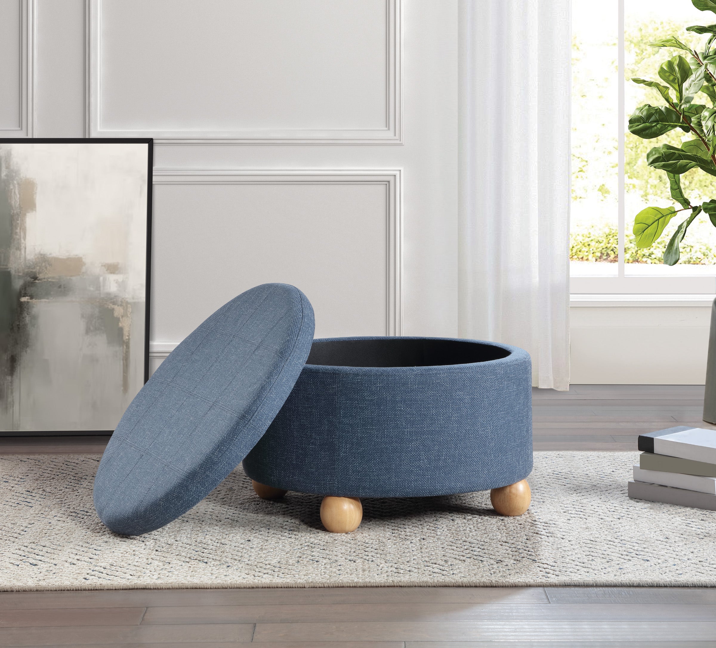 Baynes Storage Ottoman - Navy