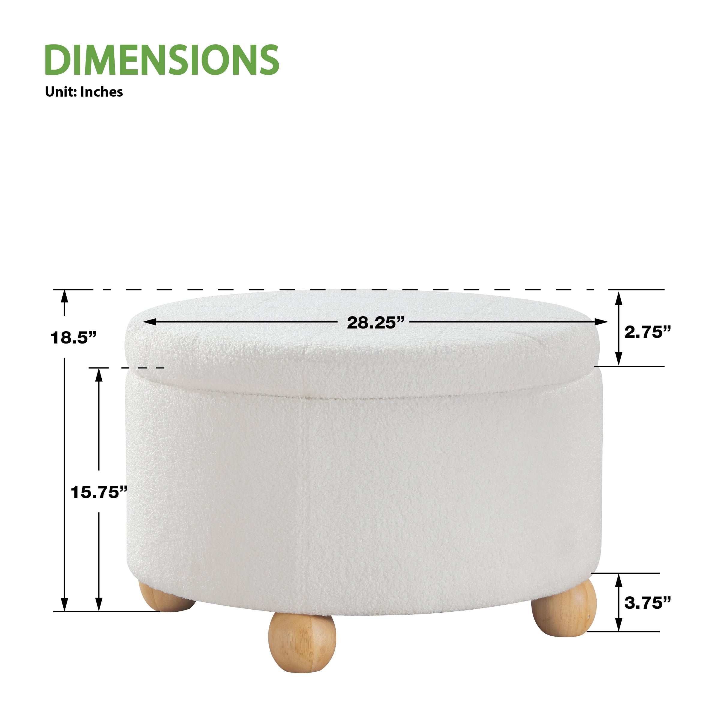 Baynes Storage Ottoman - Ivory Sherpa