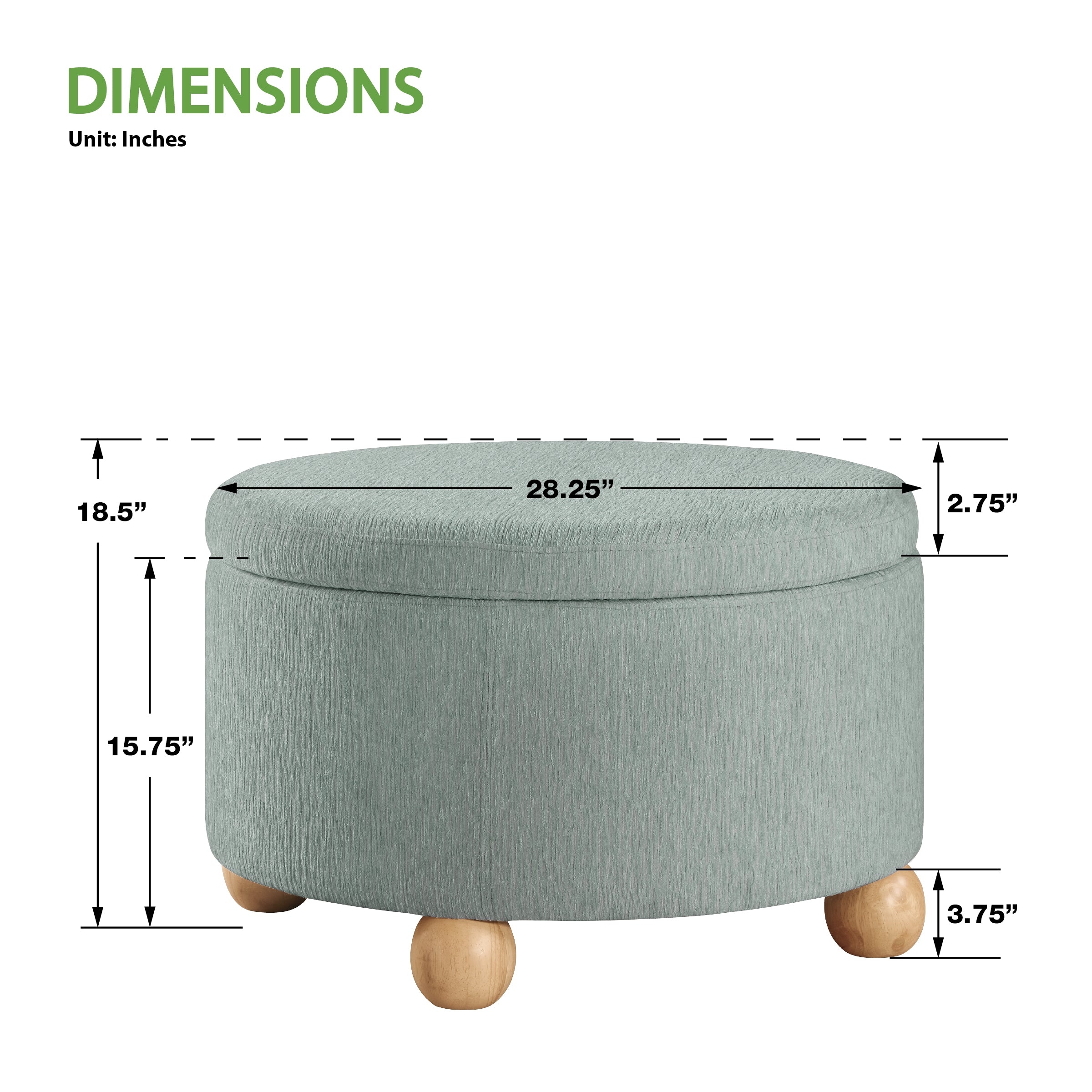 Baynes Storage Ottoman - Mist