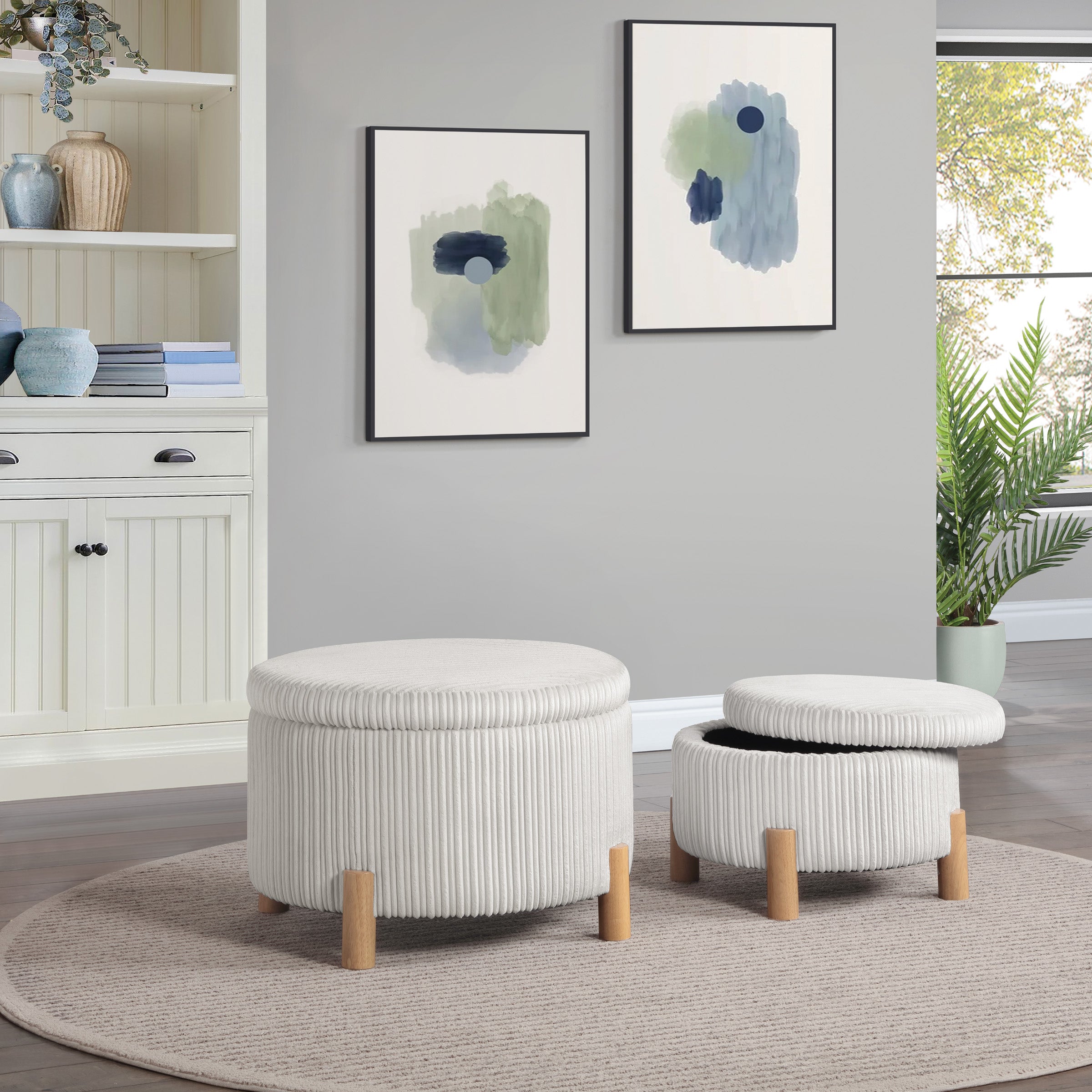 Bennett 2-Piece Storage Ottoman Set - Taupe Cord