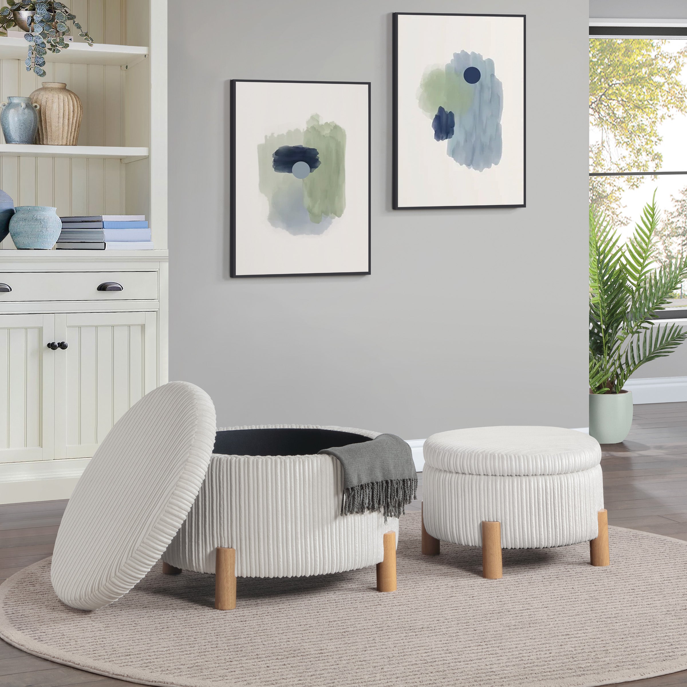 Bennett 2-Piece Storage Ottoman Set - Taupe Cord