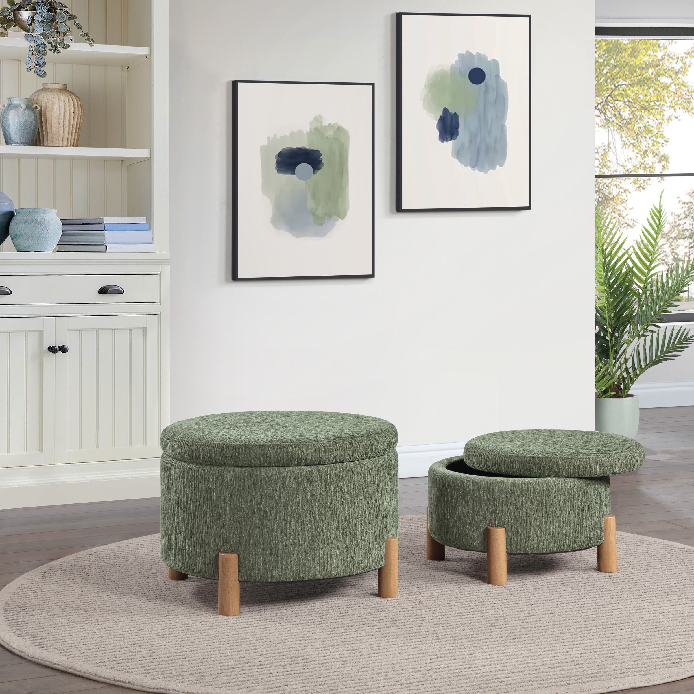 Bennett 2-Piece Storage Ottoman Set - Pine