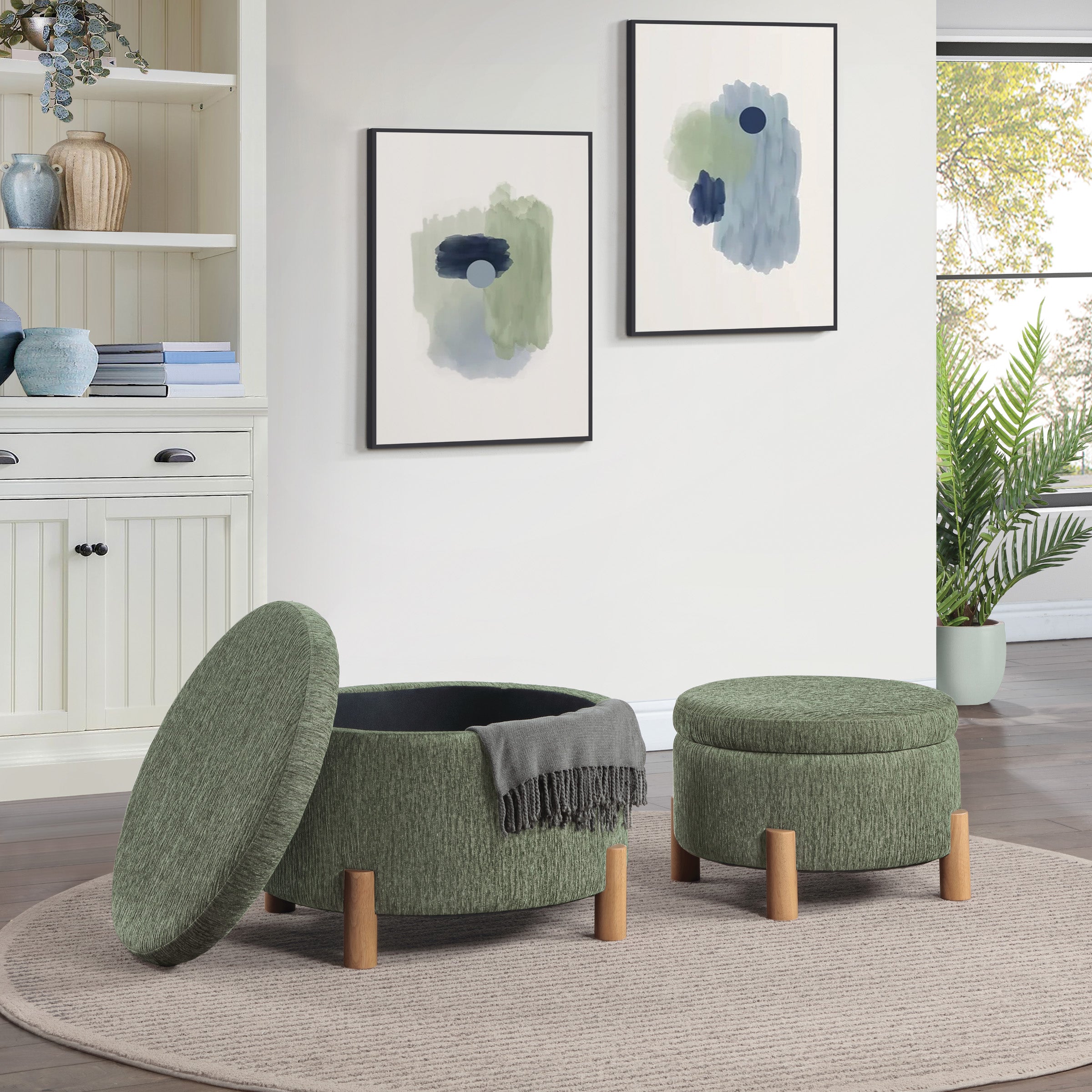 Bennett 2-Piece Storage Ottoman Set - Pine