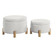 Bennett 2-Piece Storage Ottoman Set - Sherpa Parchment