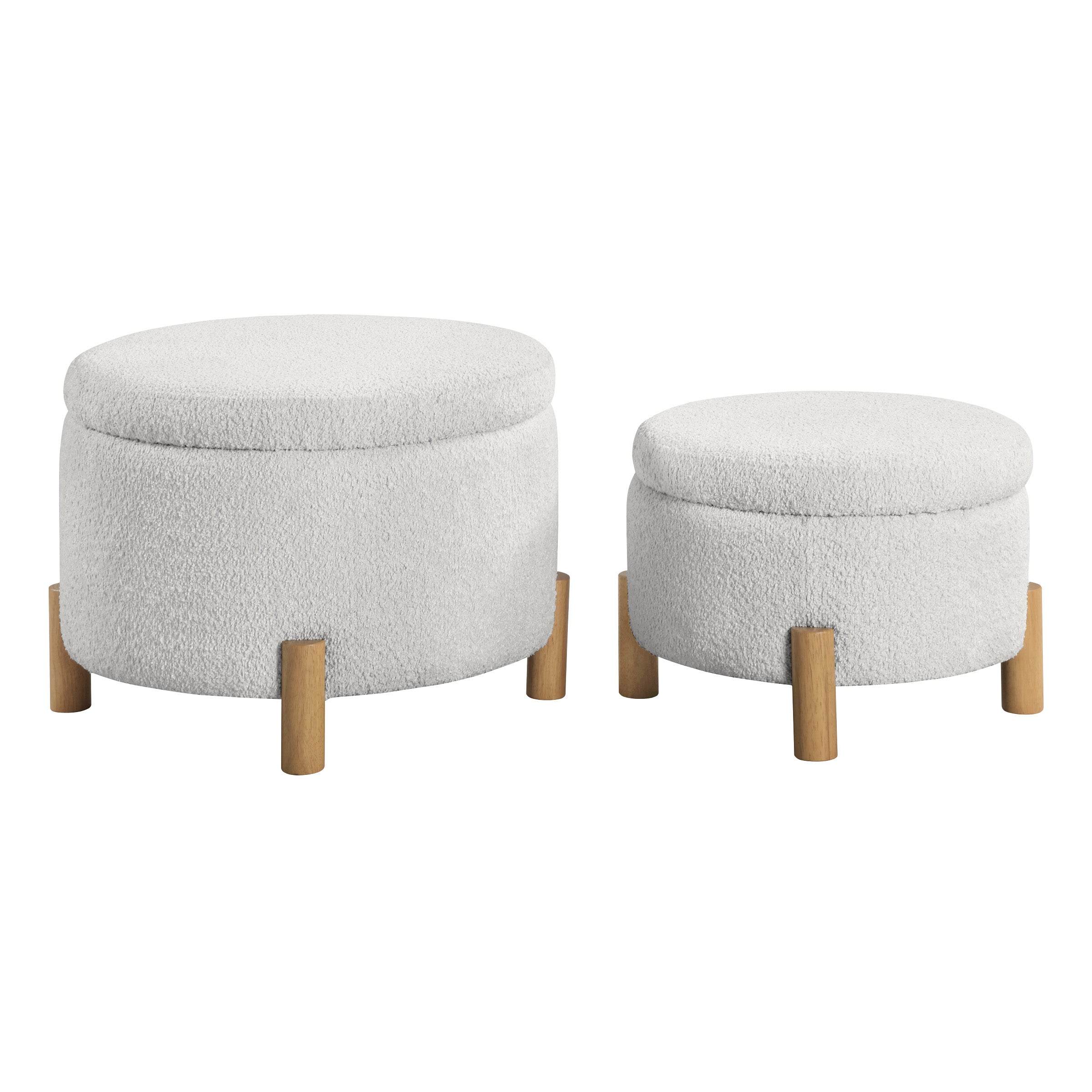 Bennett 2-Piece Storage Ottoman Set - Sherpa Parchment