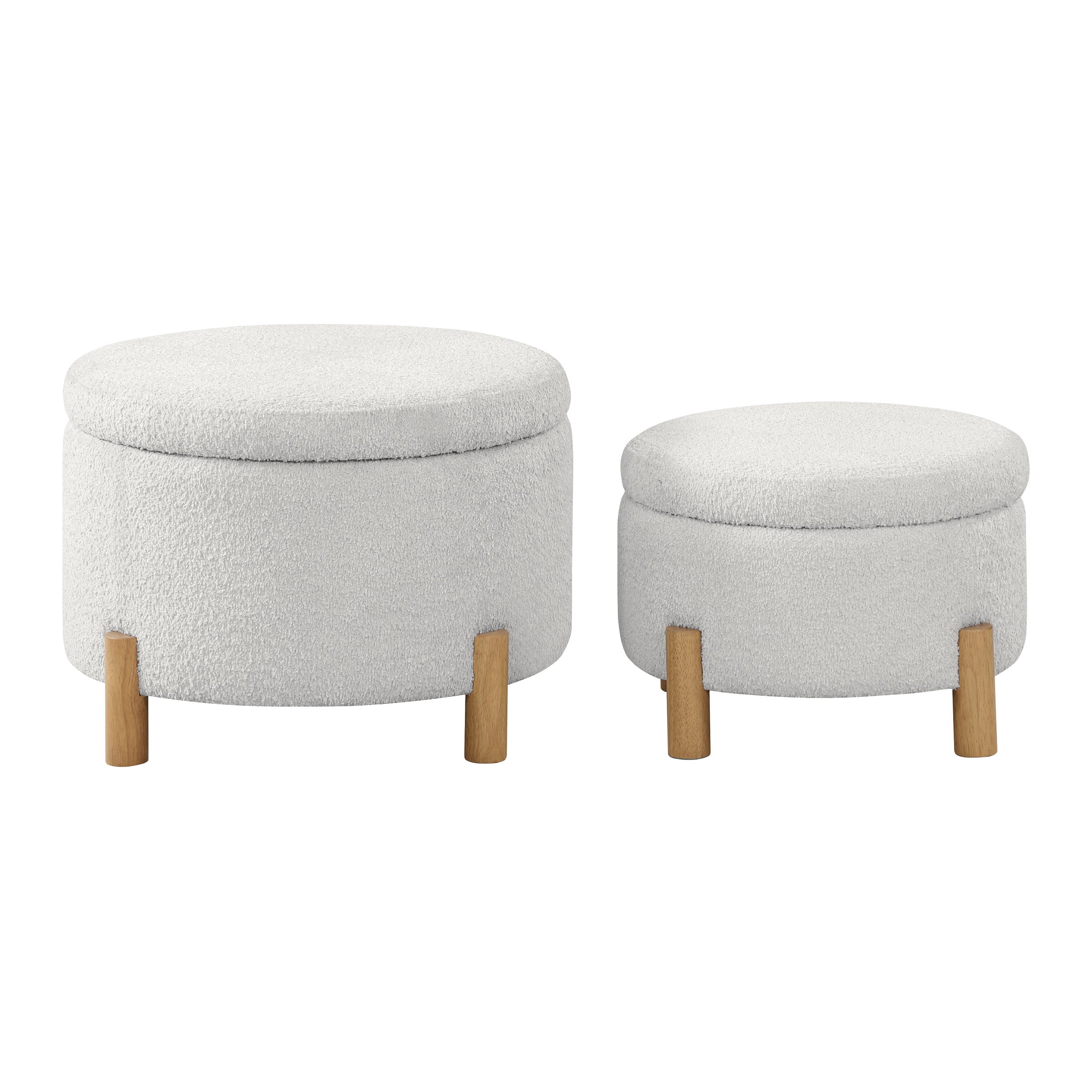 Bennett 2-Piece Storage Ottoman Set - Sherpa Parchment