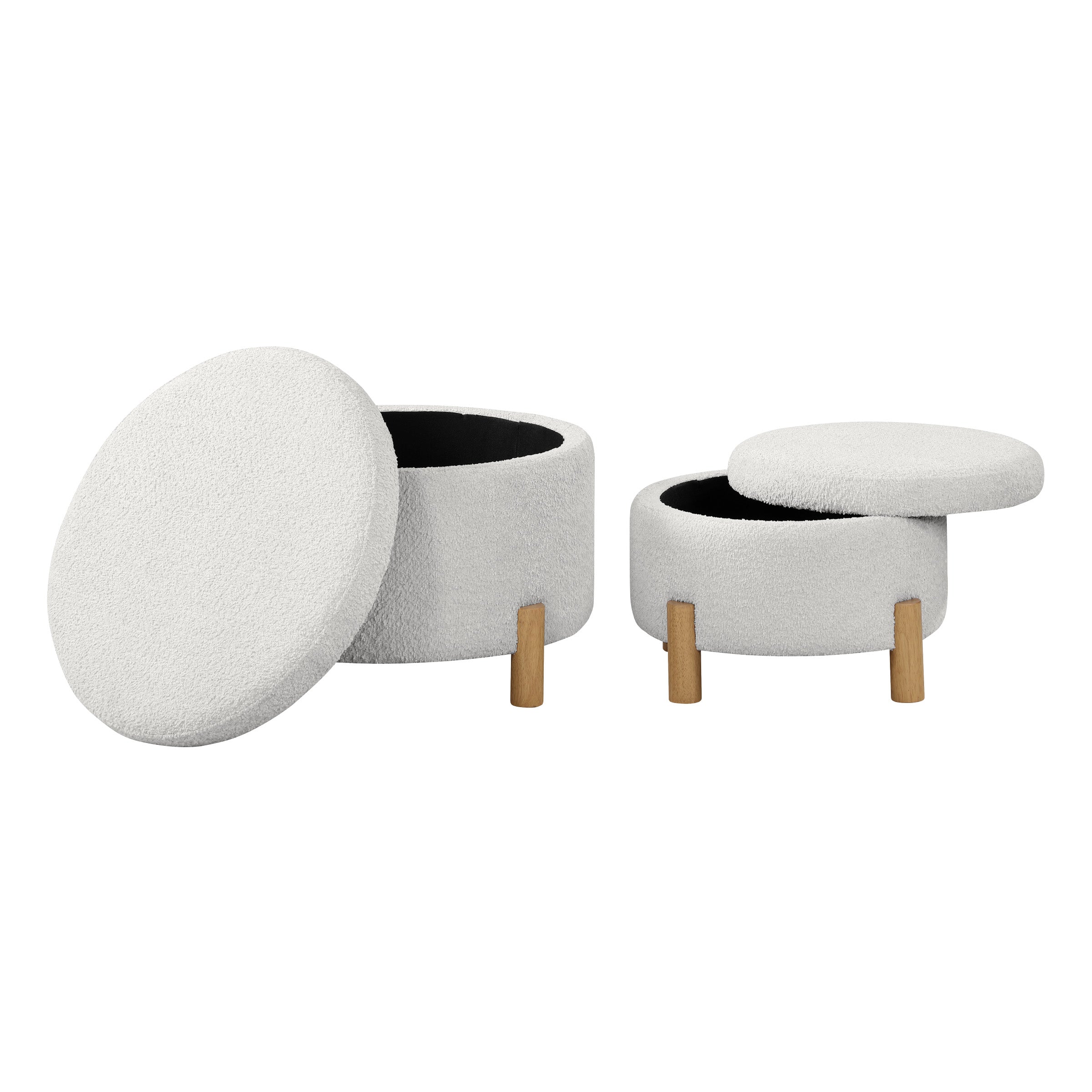 Bennett 2-Piece Storage Ottoman Set - Sherpa Parchment