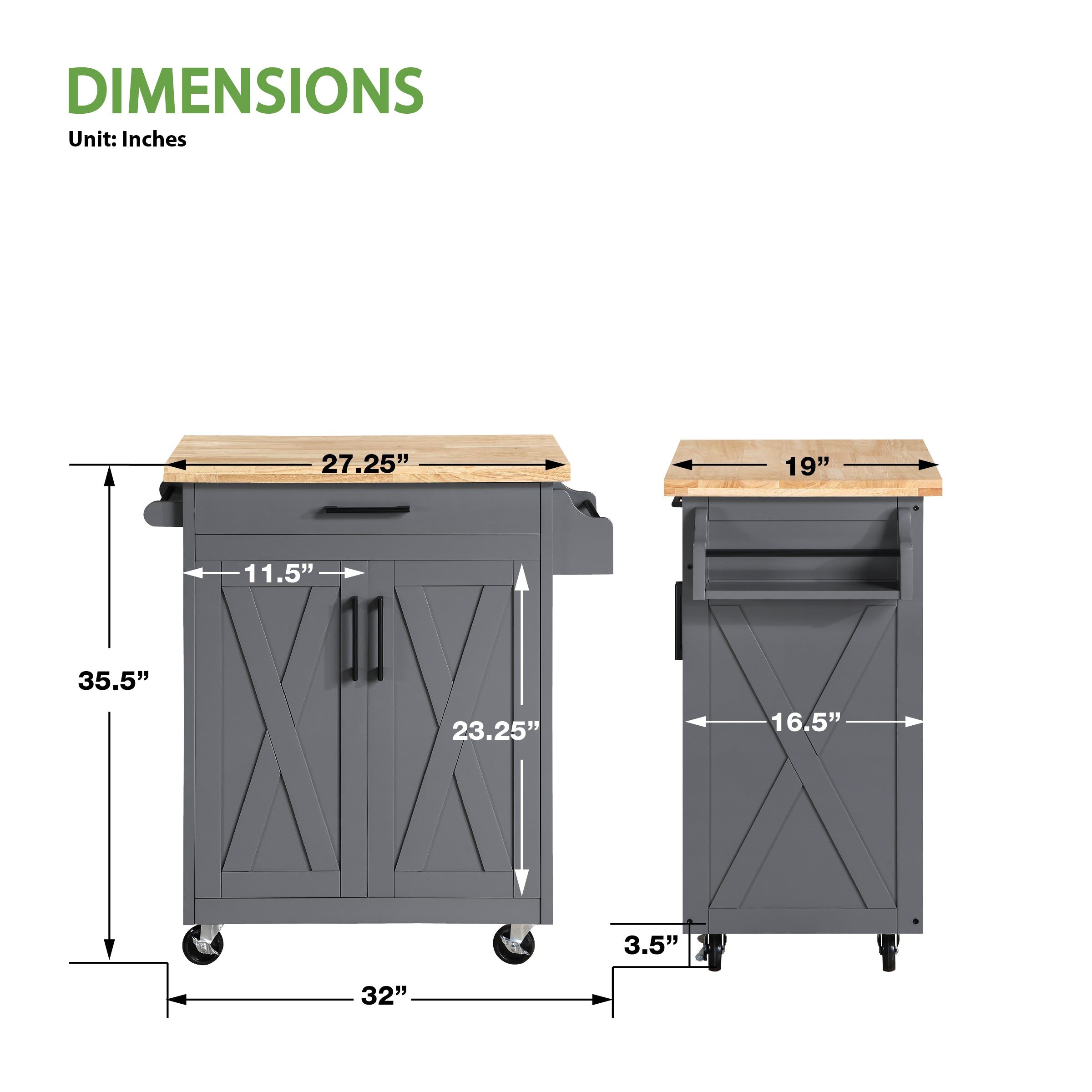 Bolten Kitchen Cart - Grey
