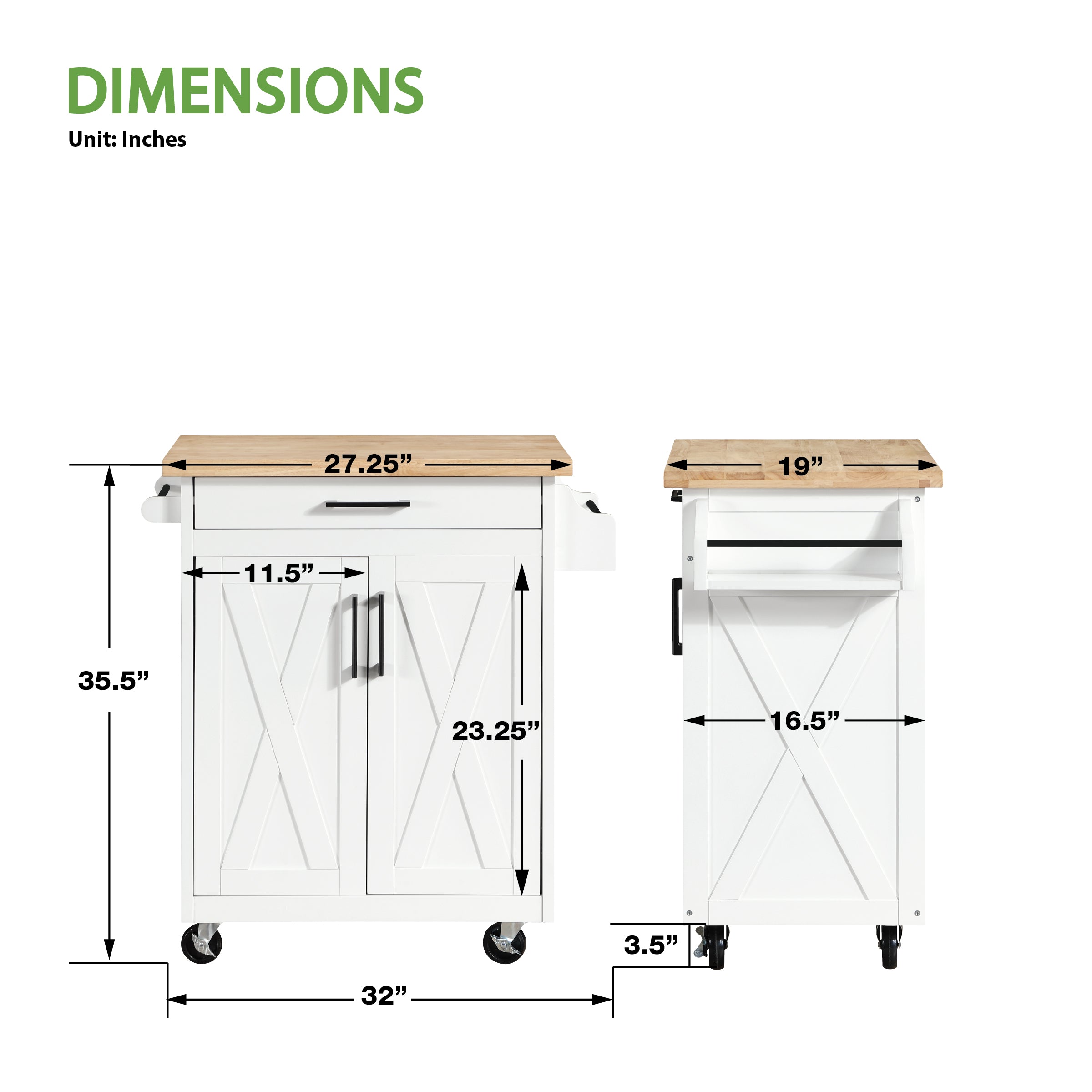 Bolten Kitchen Cart - White