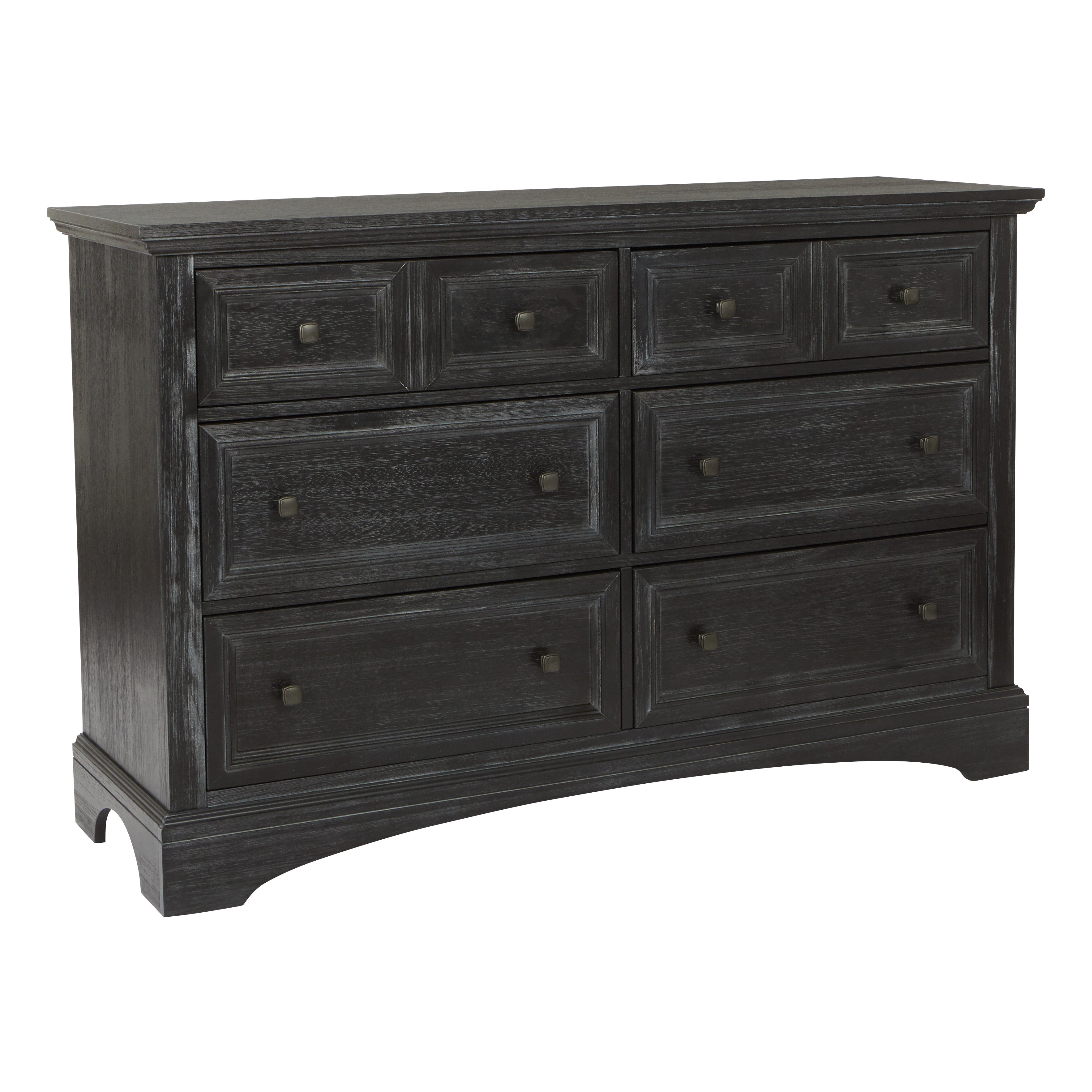 Farmhouse Basics 6 Drawer Dresser - Rustic Black