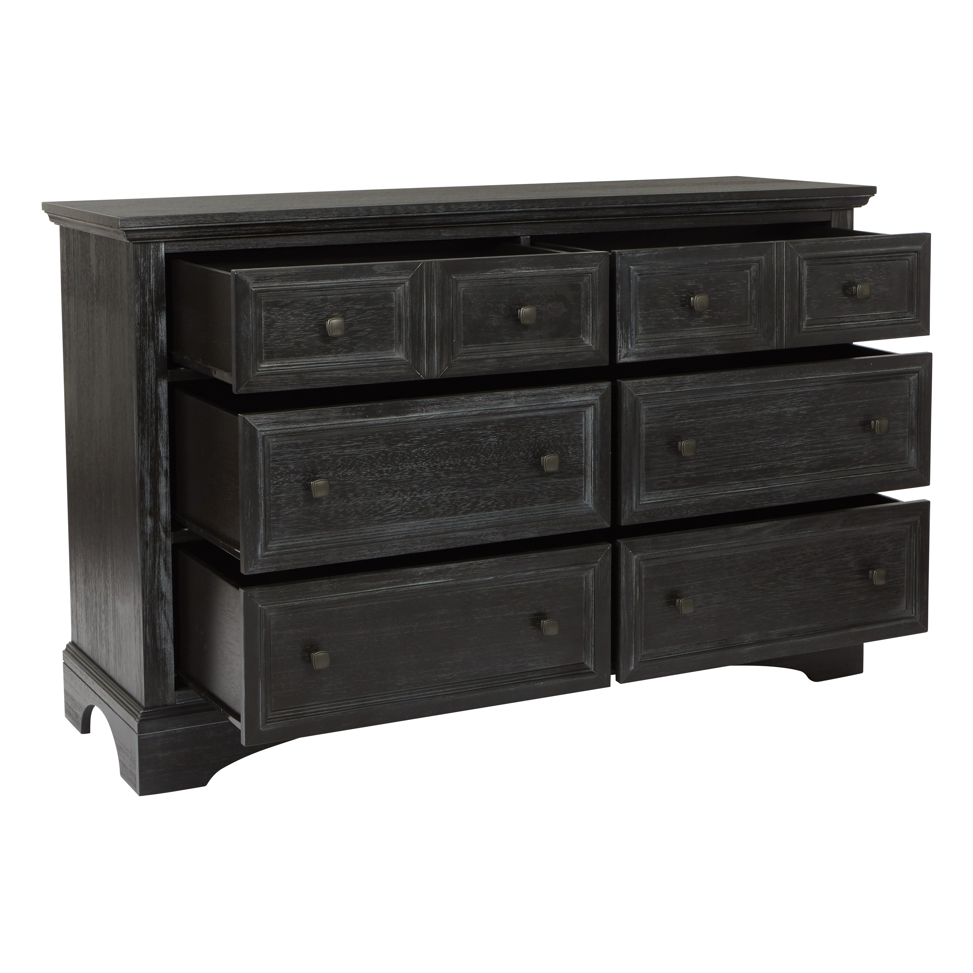 Farmhouse Basics 6 Drawer Dresser - Rustic Black