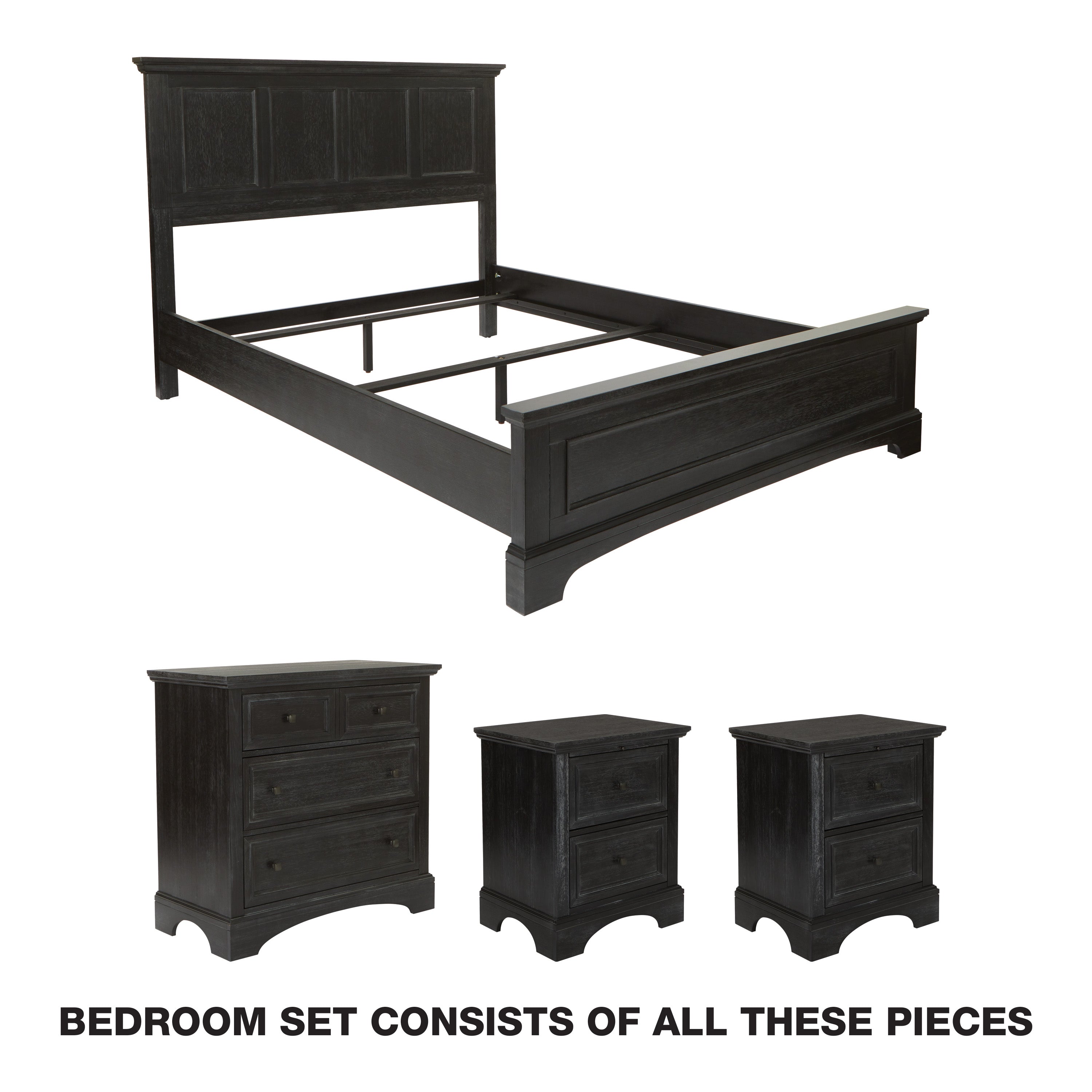Farmhouse Basics Bedroom Set 4 pc - Rustic Black