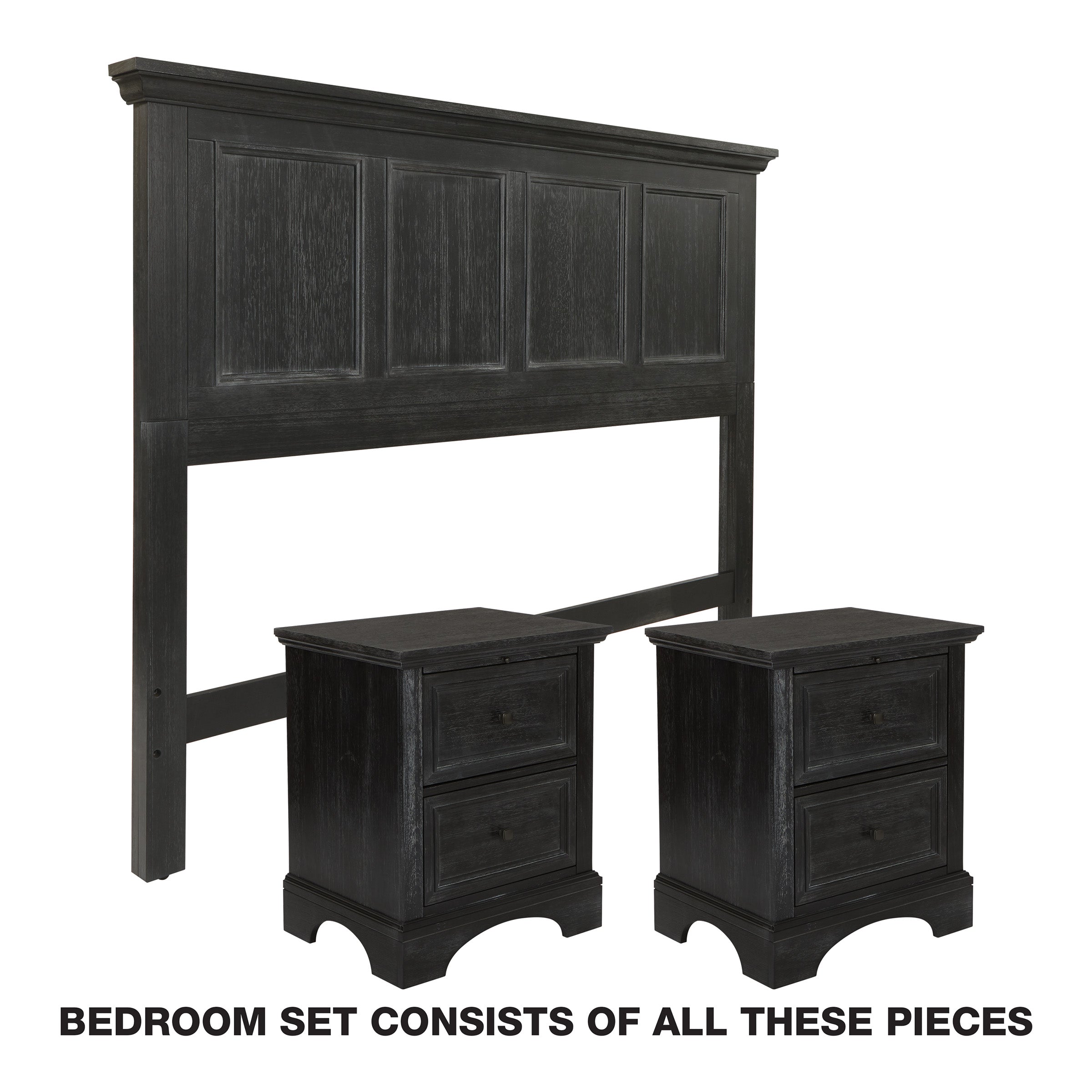 Farmhouse Basics Bedroom Set 3 pc - Rustic Black