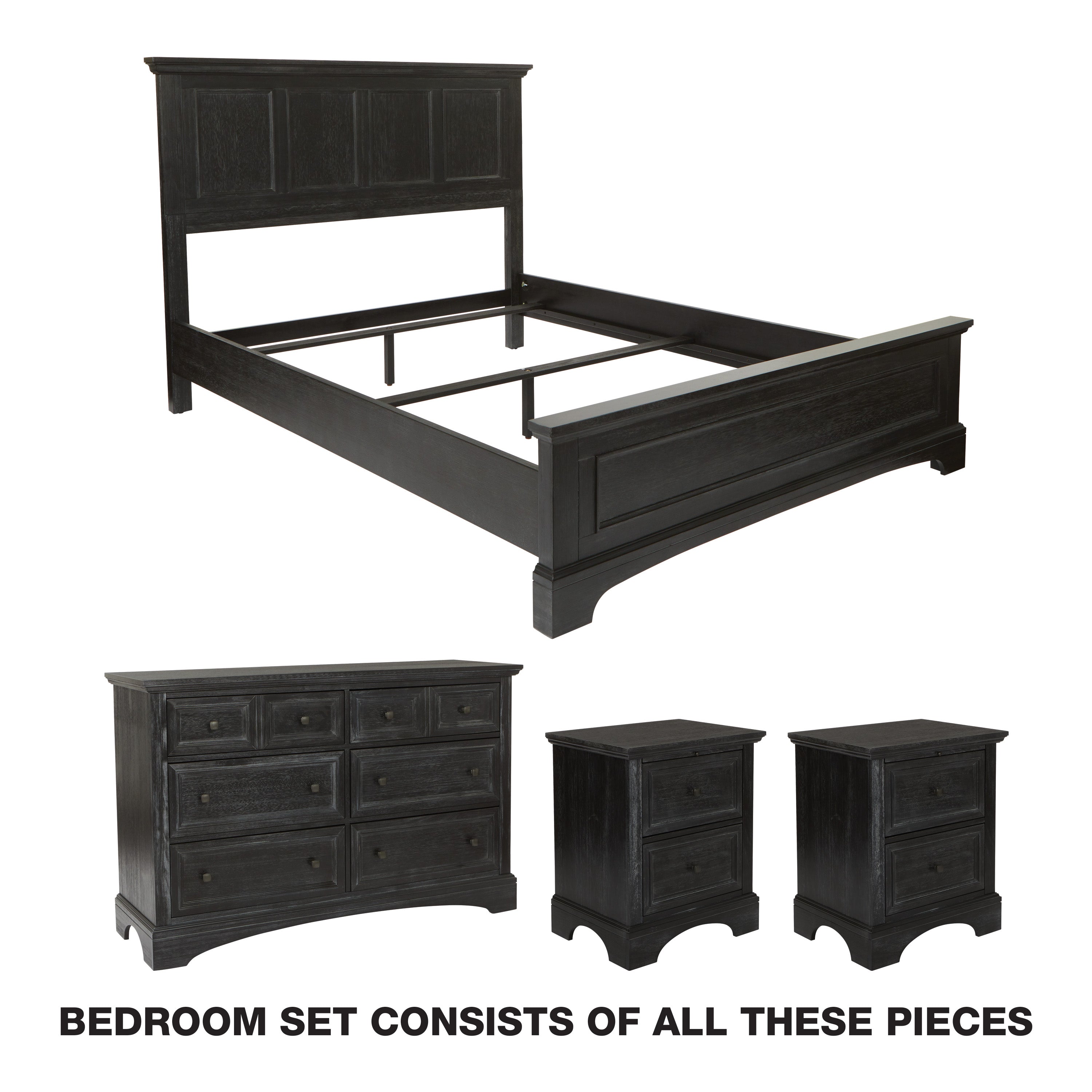 Farmhouse Basics Bedroom Set 4 pc - Rustic Black