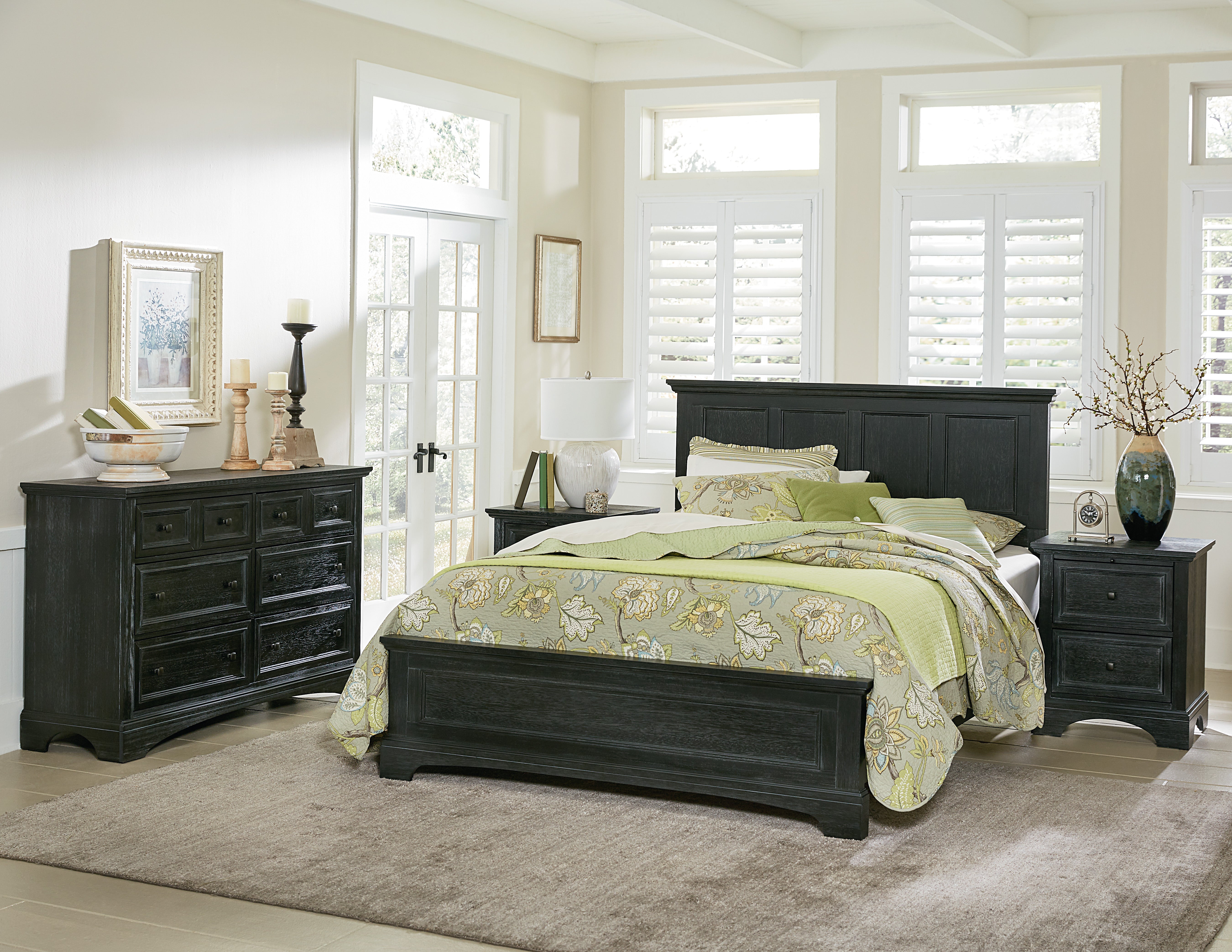 Farmhouse Basics Bedroom Set 4 pc - Rustic Black