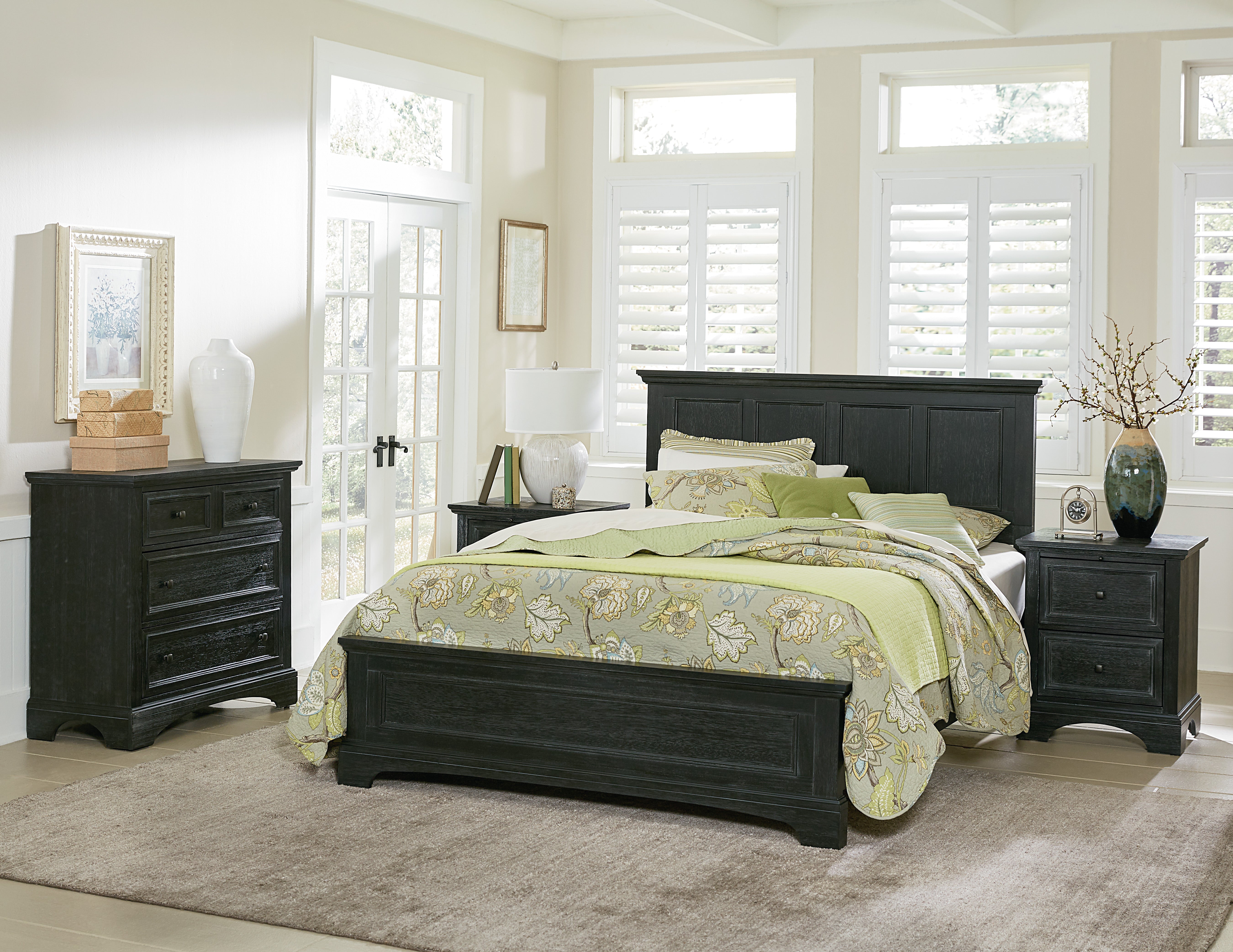 Farmhouse Basics Bedroom Set 4 pc - Rustic Black