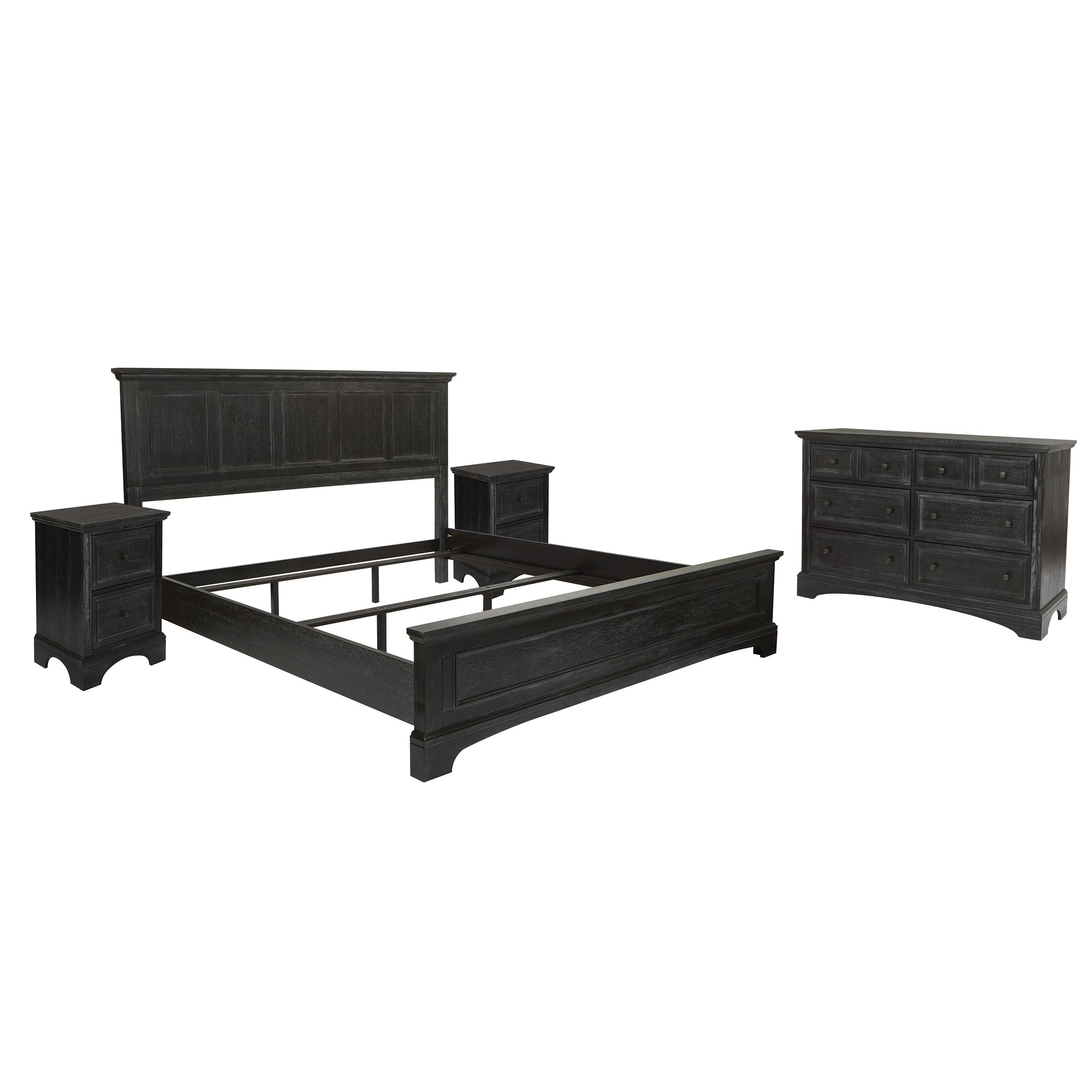 Farmhouse Basics King Bedroom Set - Rustic Black