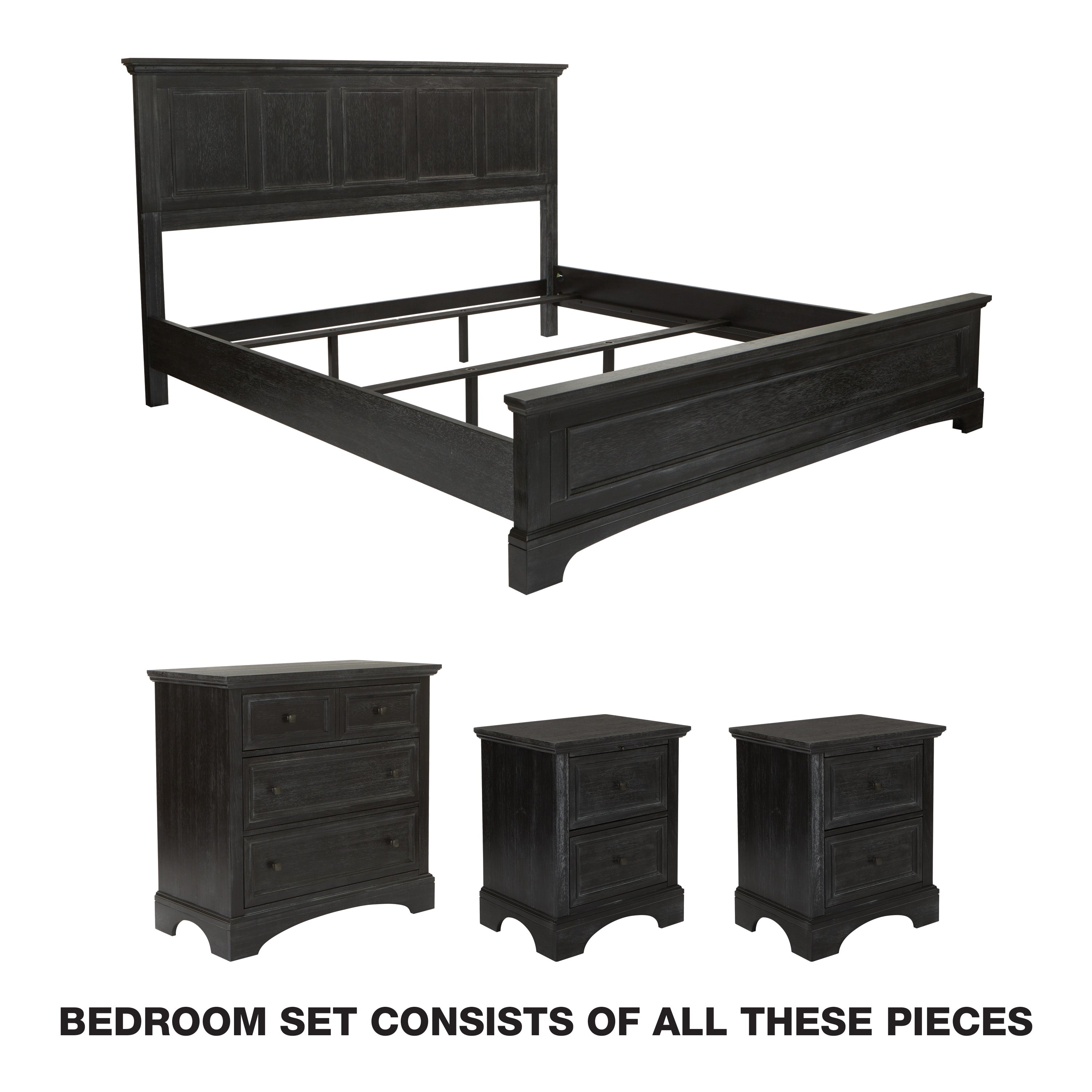Farmhouse Basics King Bedroom Set - Rustic Black