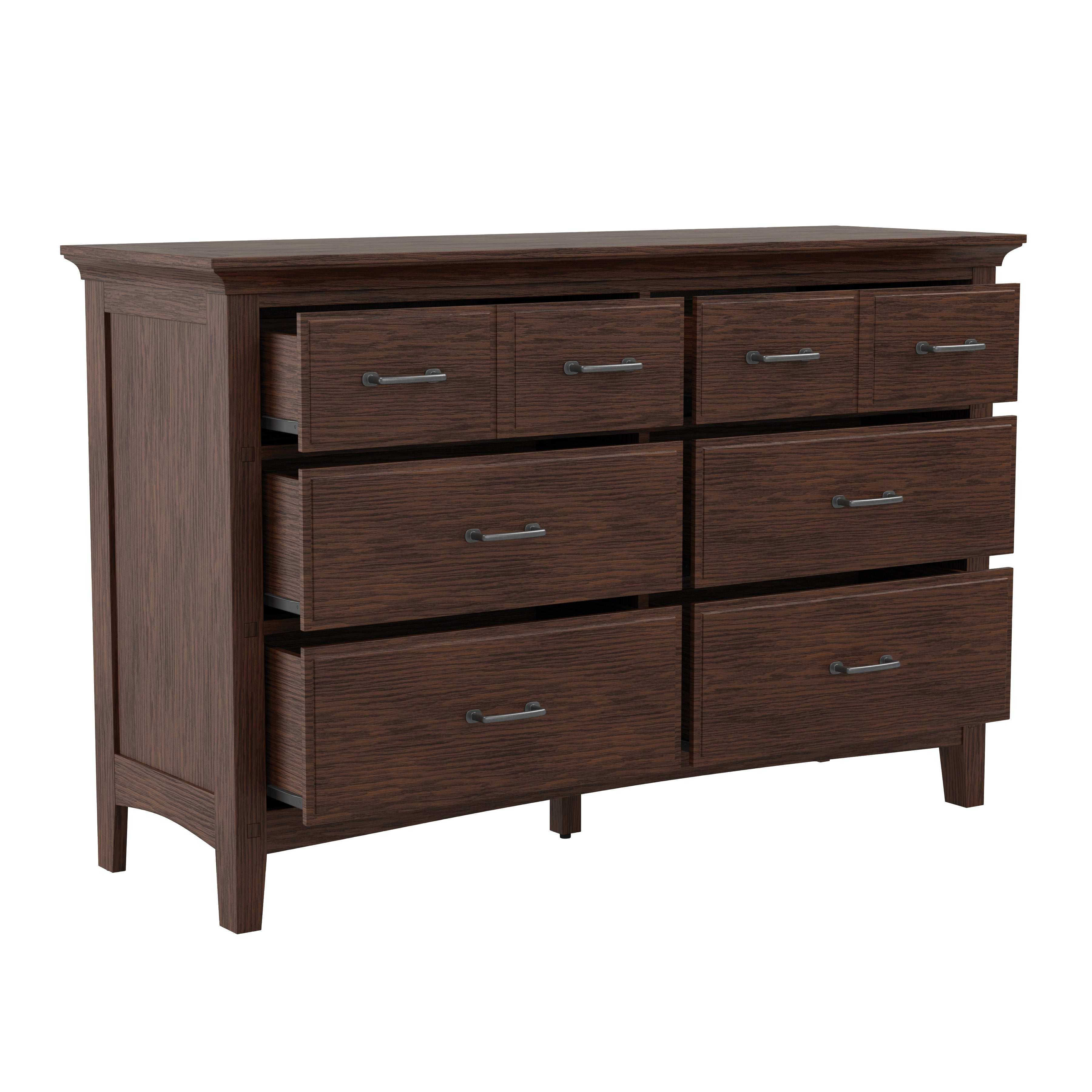 Modern Mission 6 Drawer Dresser - Vintage Oak