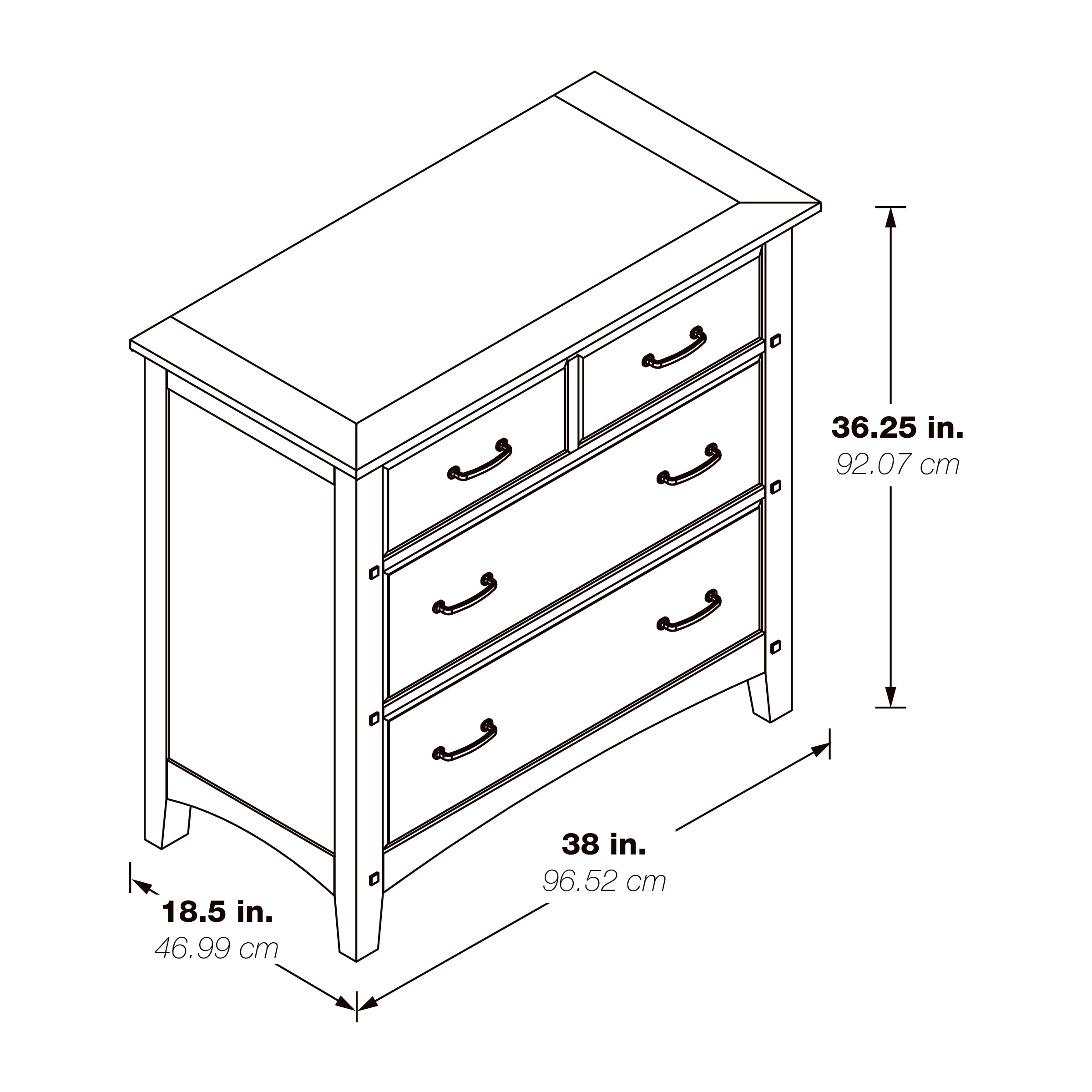 Modern Mission 3 Drawer Chest - Vintage Oak