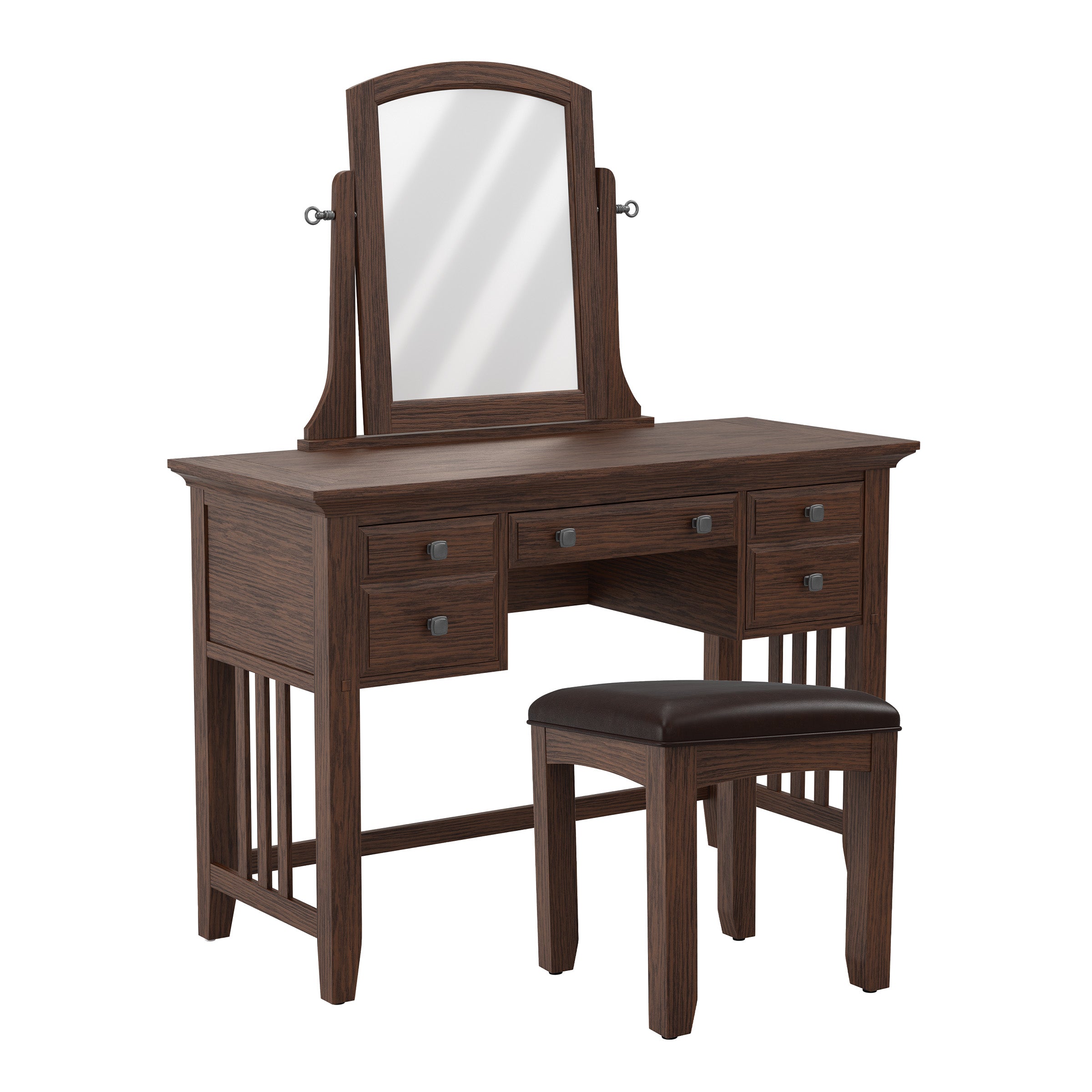 Modern Mission Vanity/Mirror/Bench - Vintage Oak