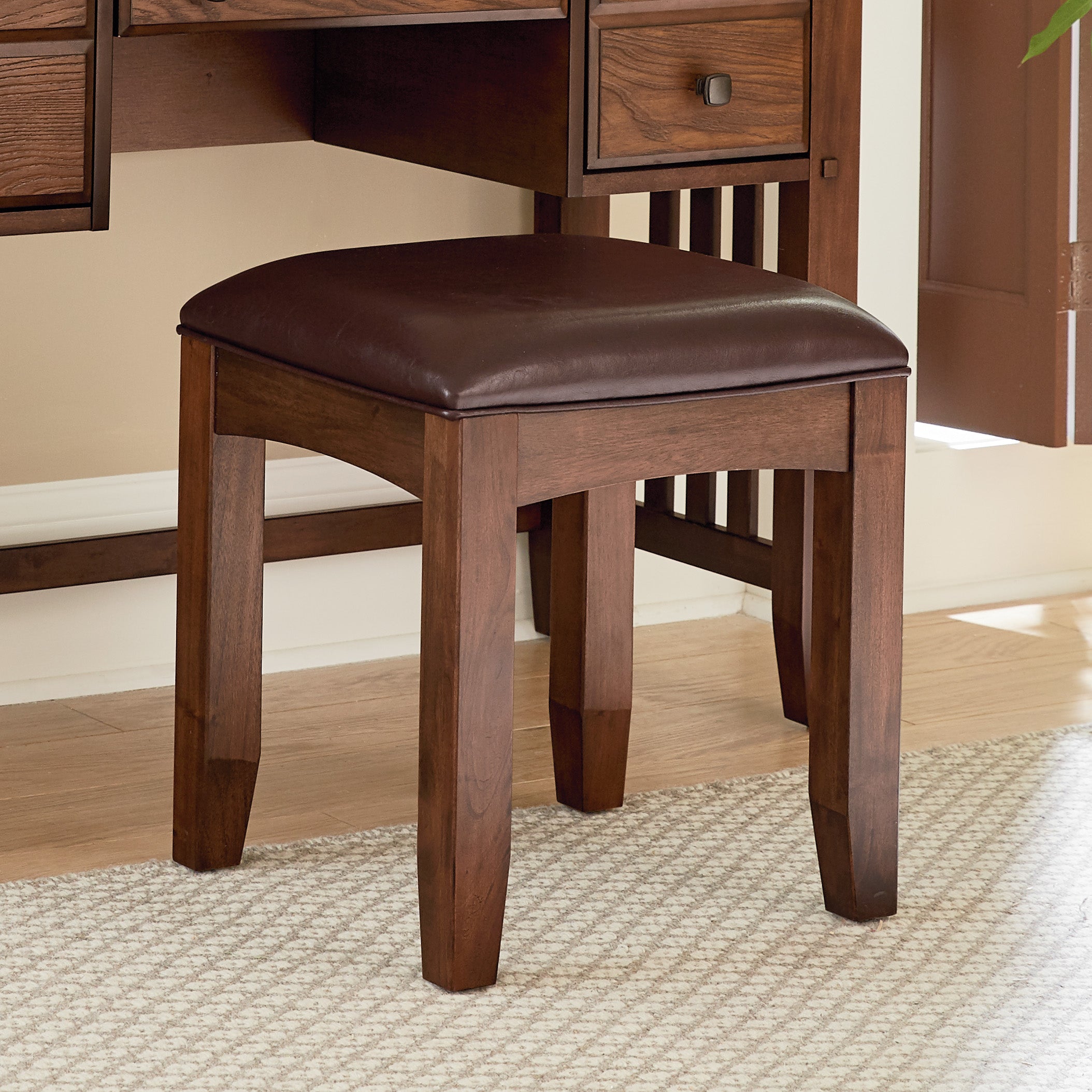 Modern Mission Bench for Vanity - Vintage Oak