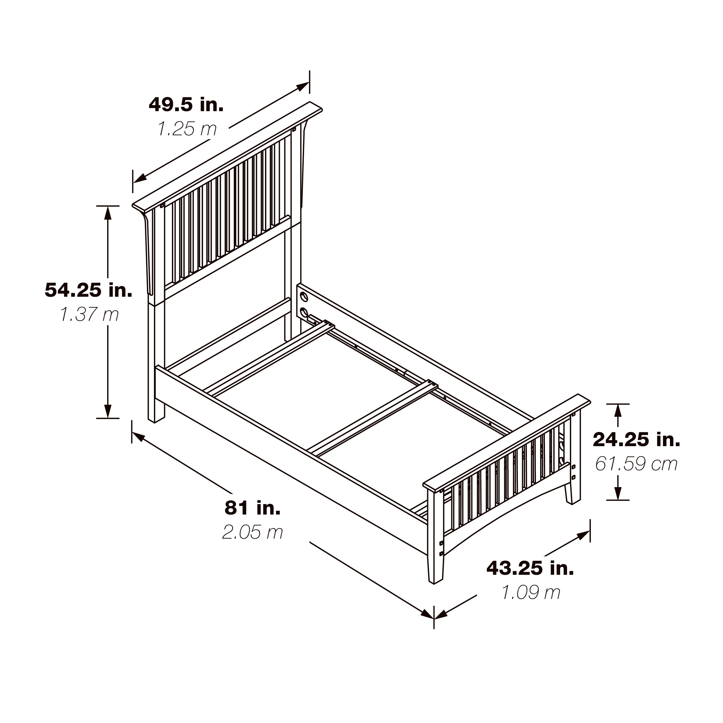Modern Mission Twin Bed Set 3/CTN - Vintage Oak