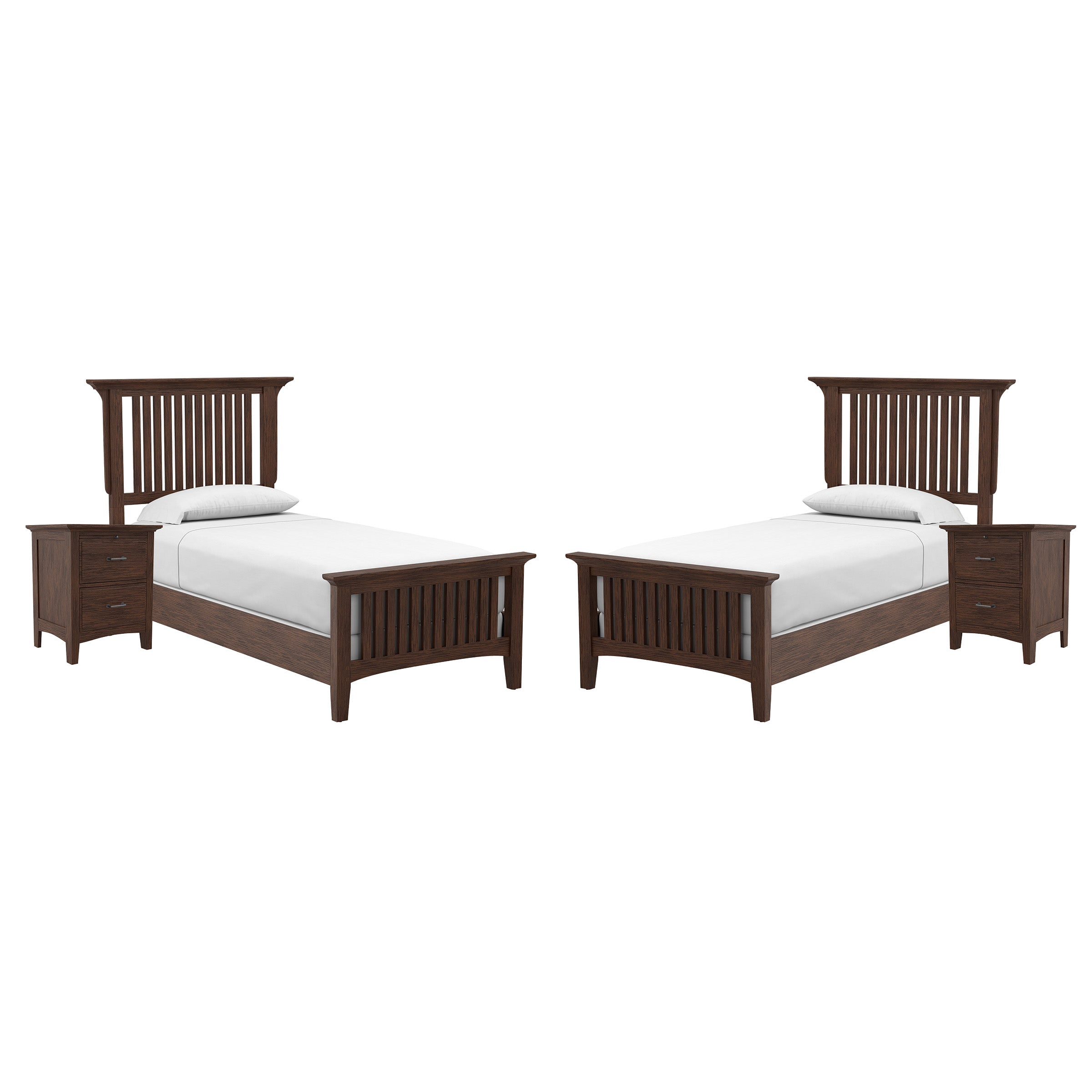 Modern Mission Double Twin Bedroom - Vintage Oak