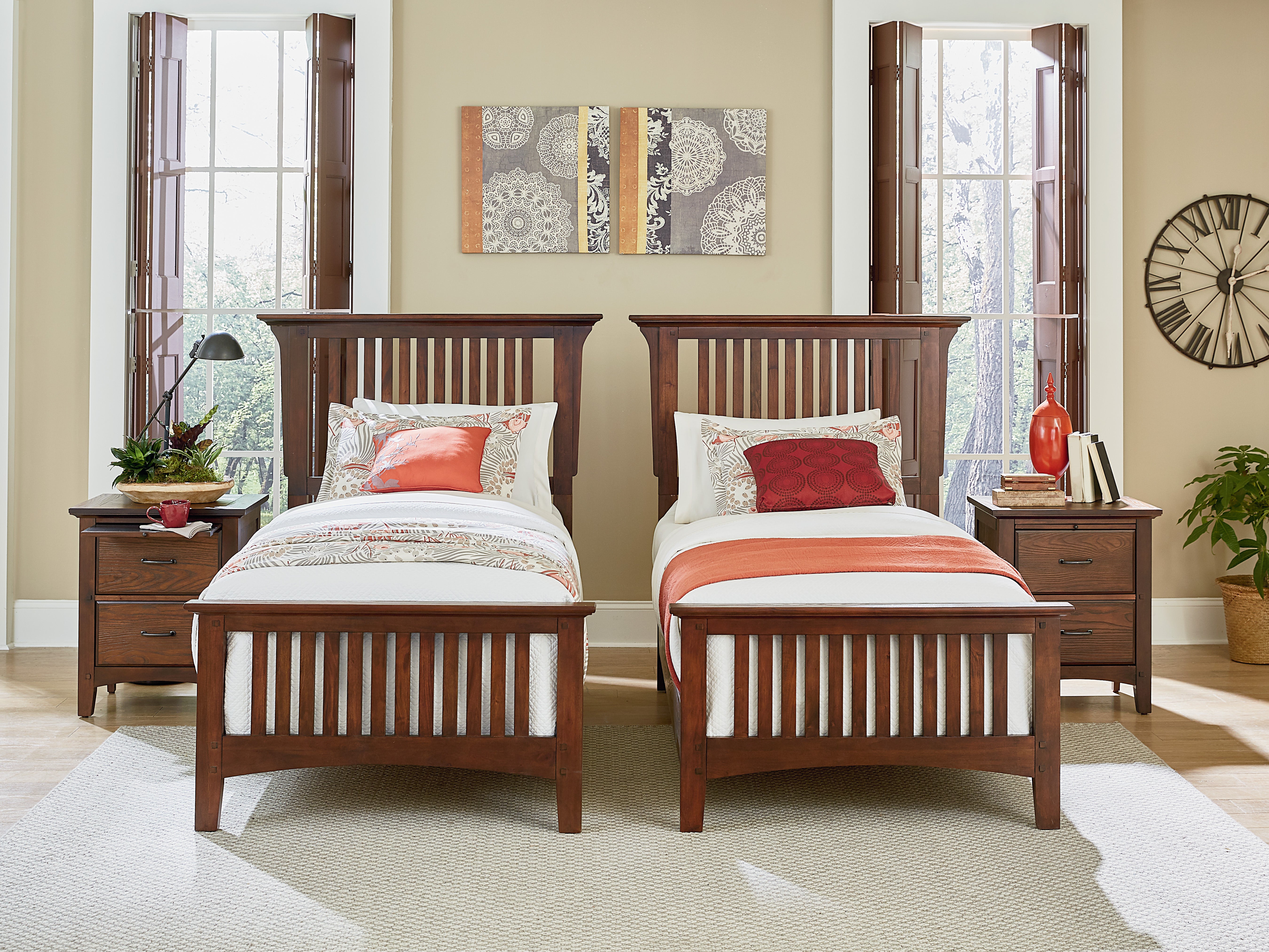 Modern Mission Double Twin Bedroom - Vintage Oak