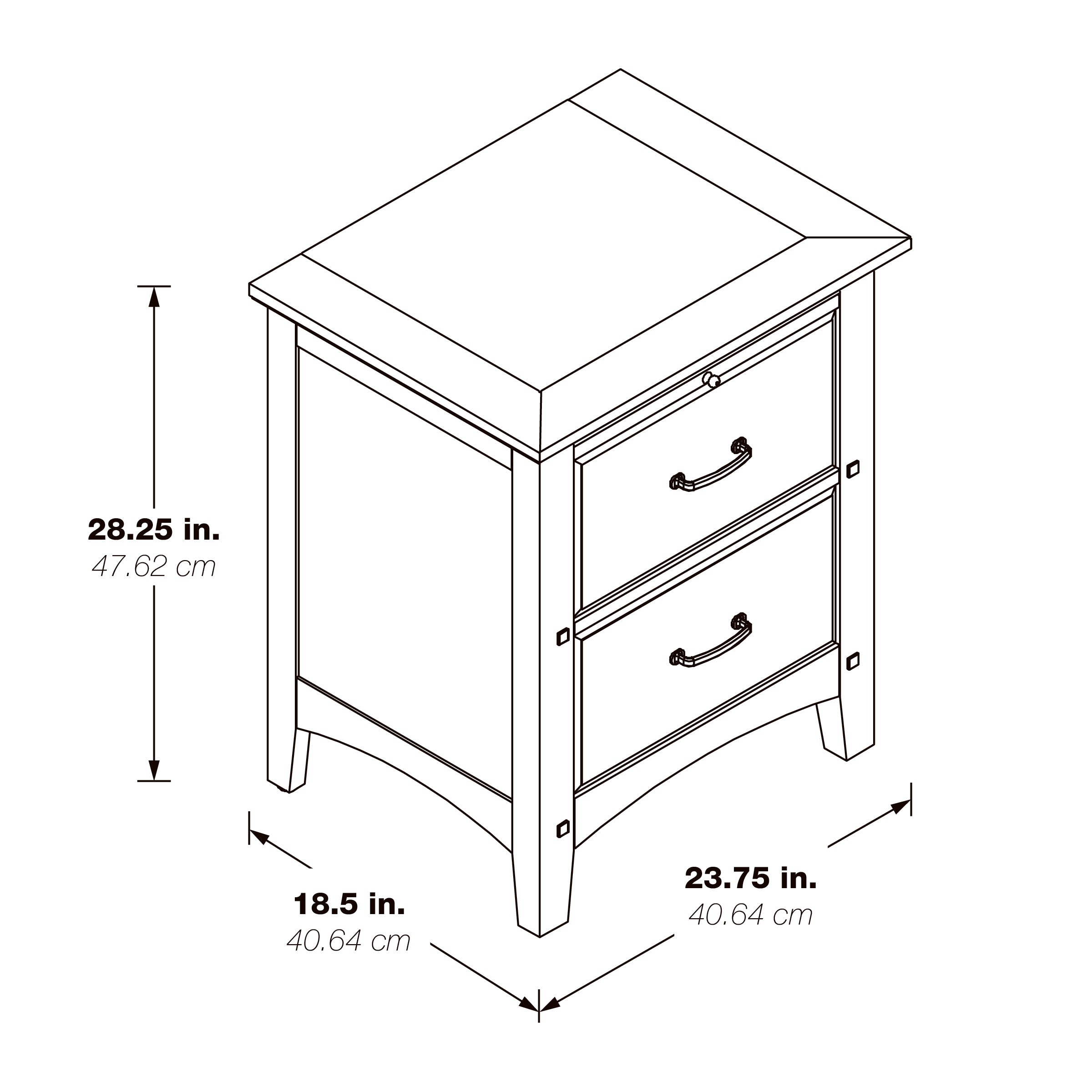 Modern Mission 2 Drawer Nightstand - Vintage Oak