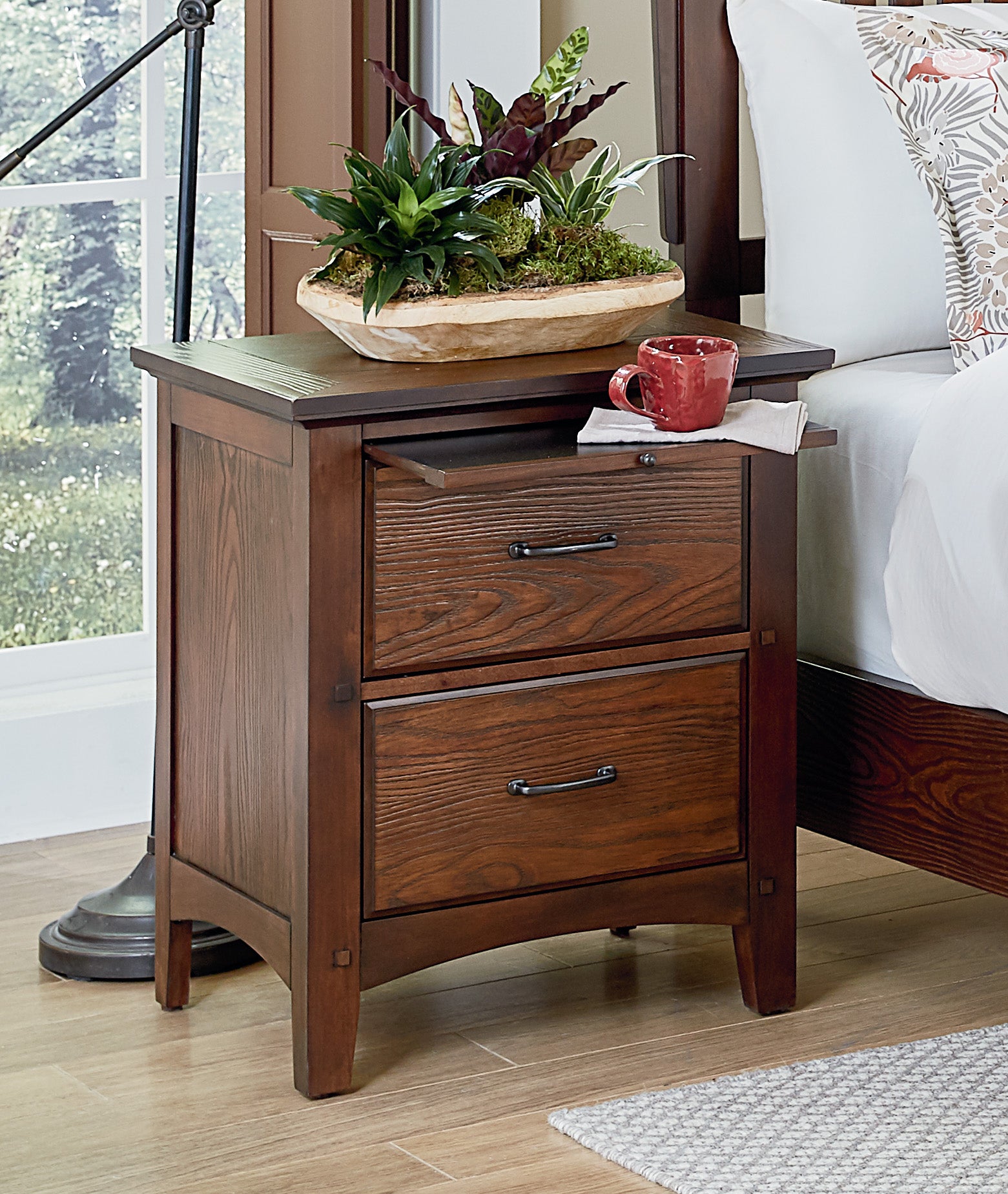 Modern Mission 2 Drawer Nightstand - Vintage Oak