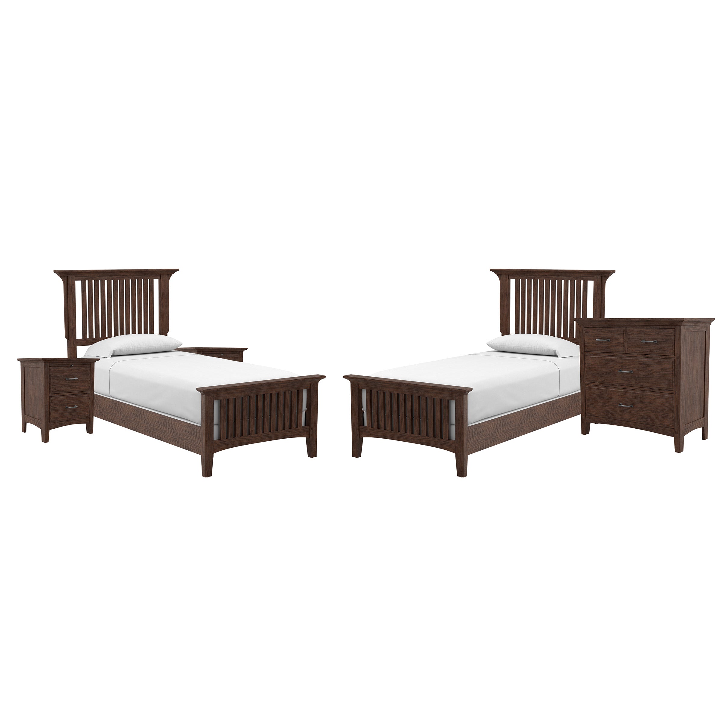Modern Mission 9 Pc Twin Bedroom  - Vintage Oak