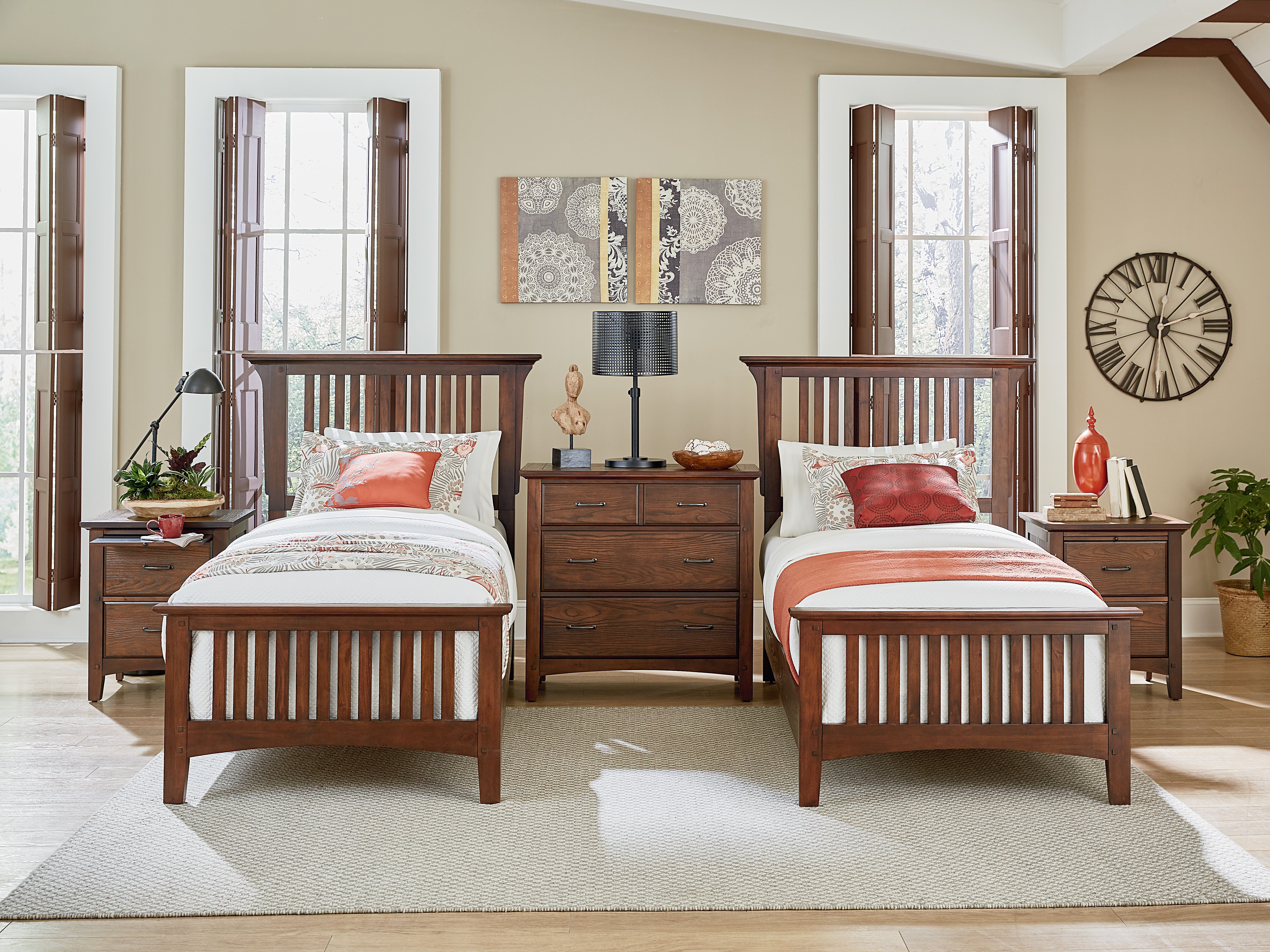 Modern Mission 9 Pc Twin Bedroom  - Vintage Oak