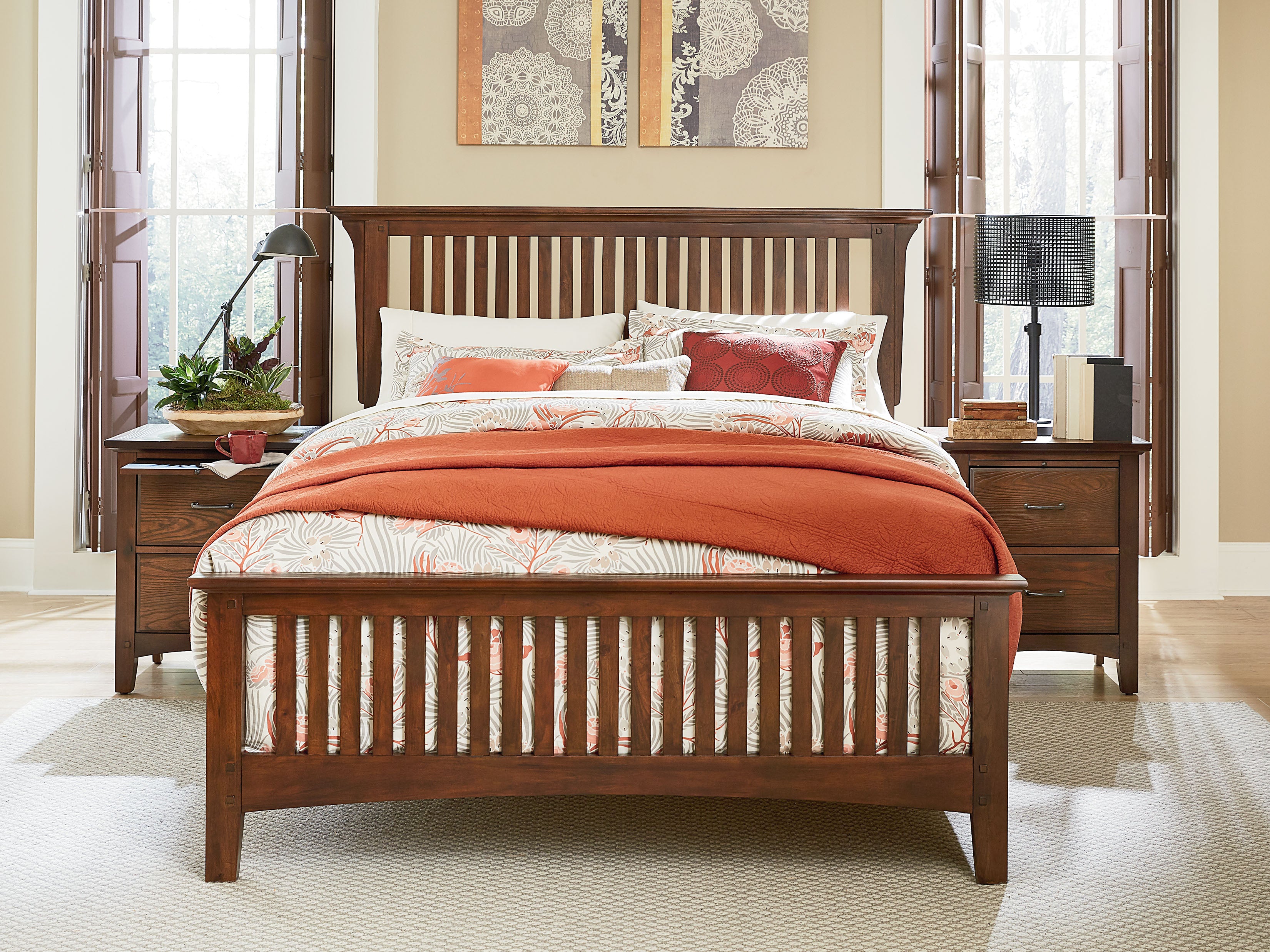 Modern Mission Queen Bed Set 3/CTN - Vintage Oak
