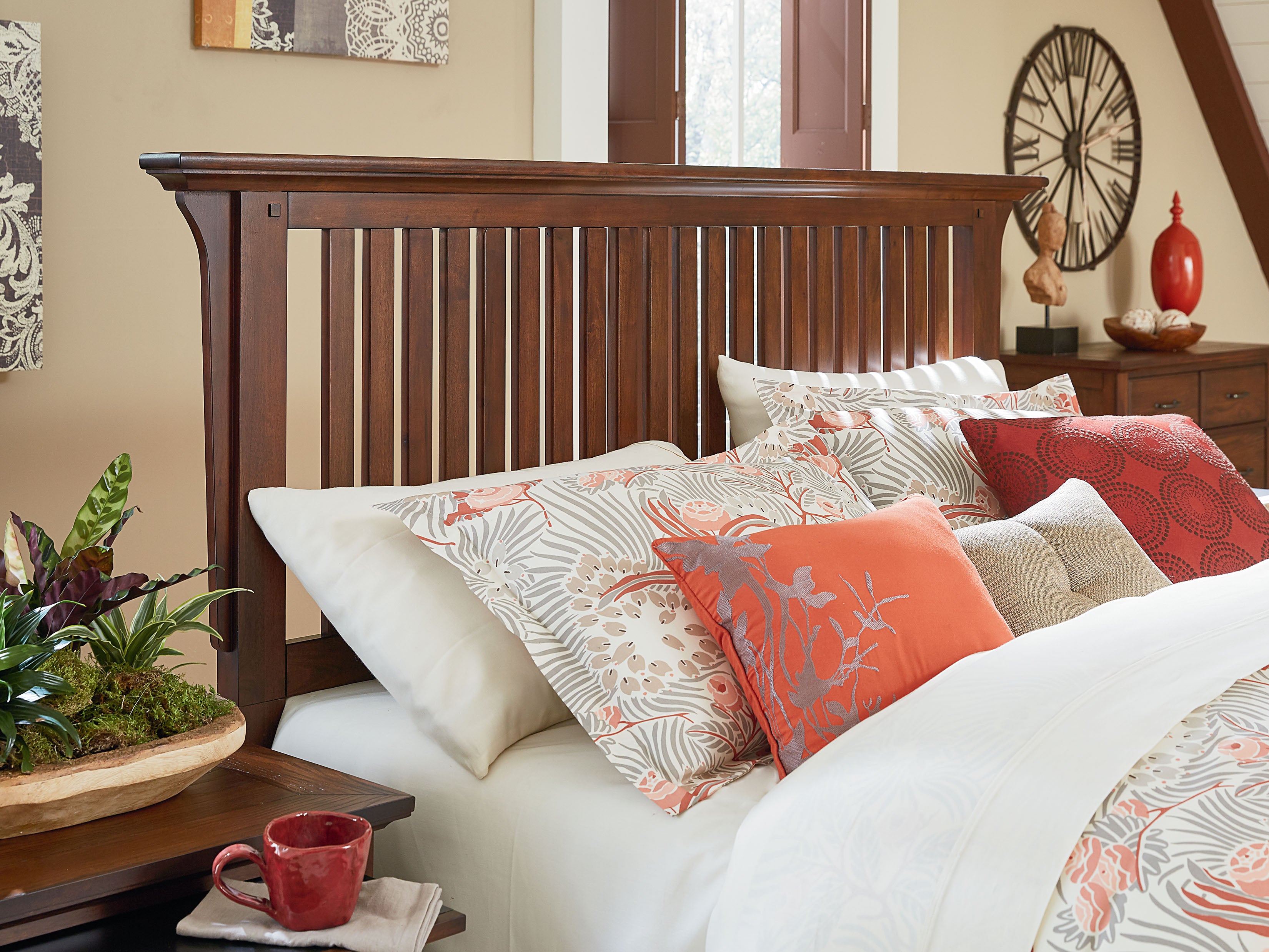 Modern Mission Queen Headboard - Vintage Oak