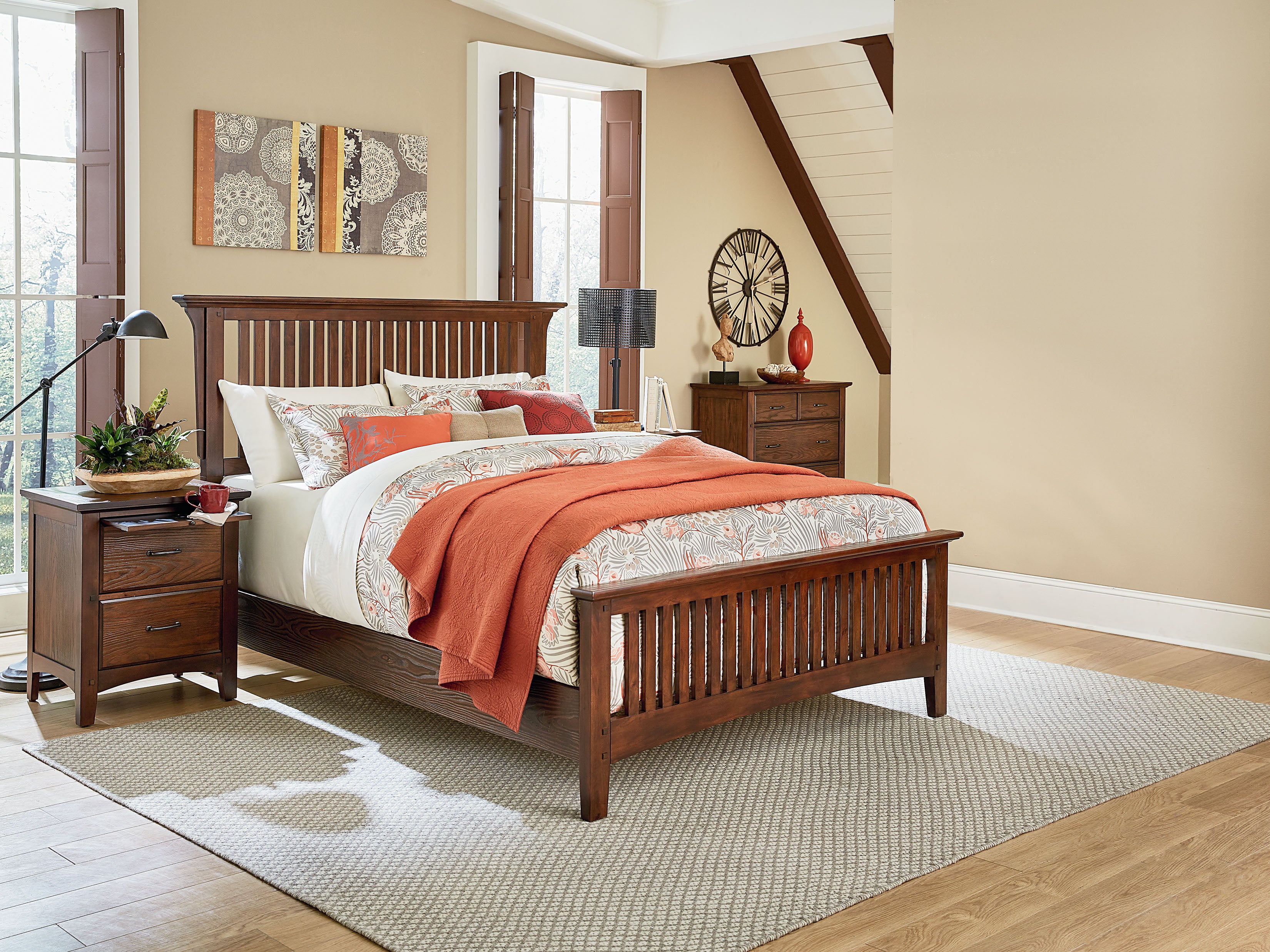 Modern Mission Queen Bedroom Set - Vintage Oak