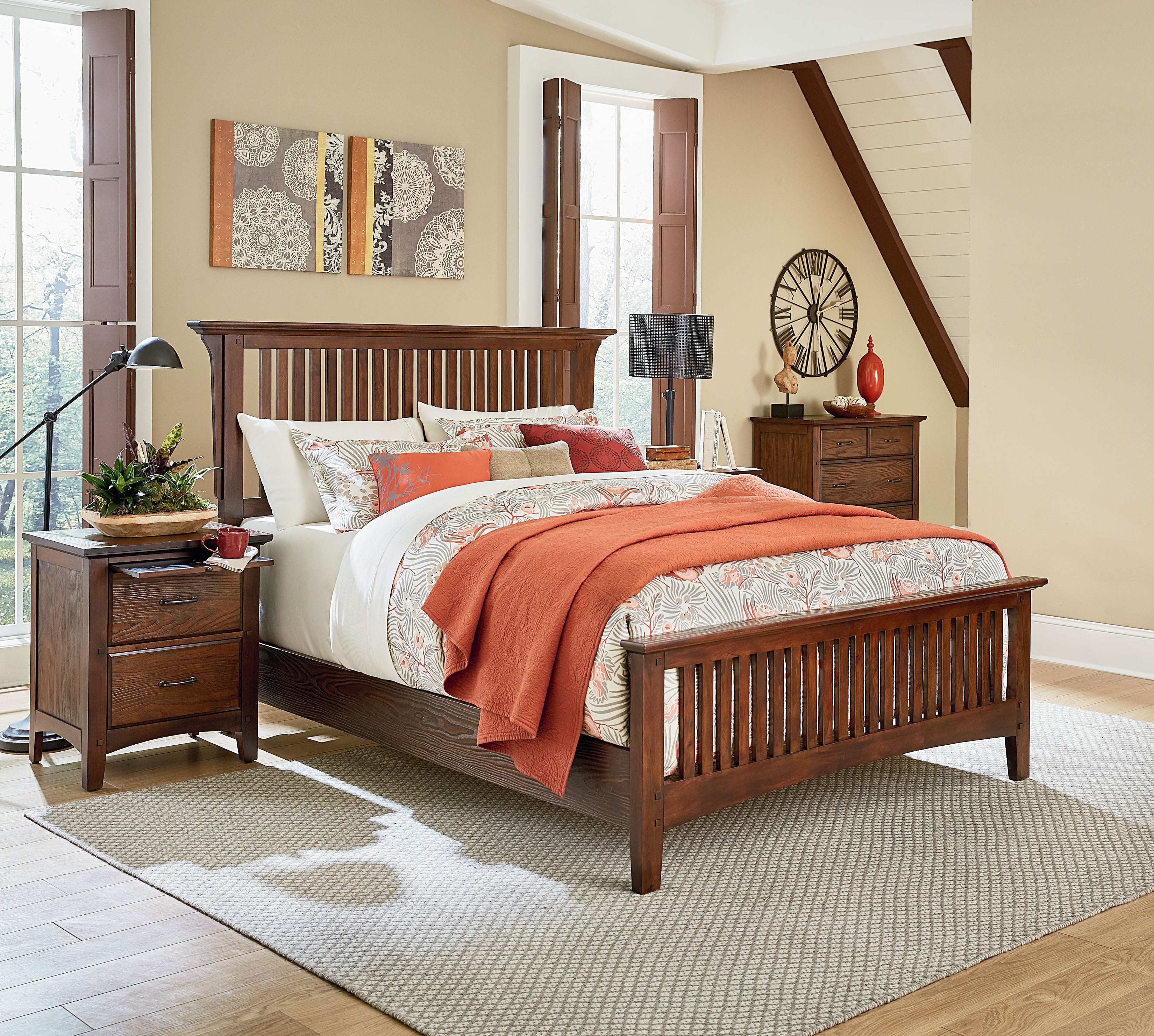 Modern Mission King Bedroom Set - Vintage Oak