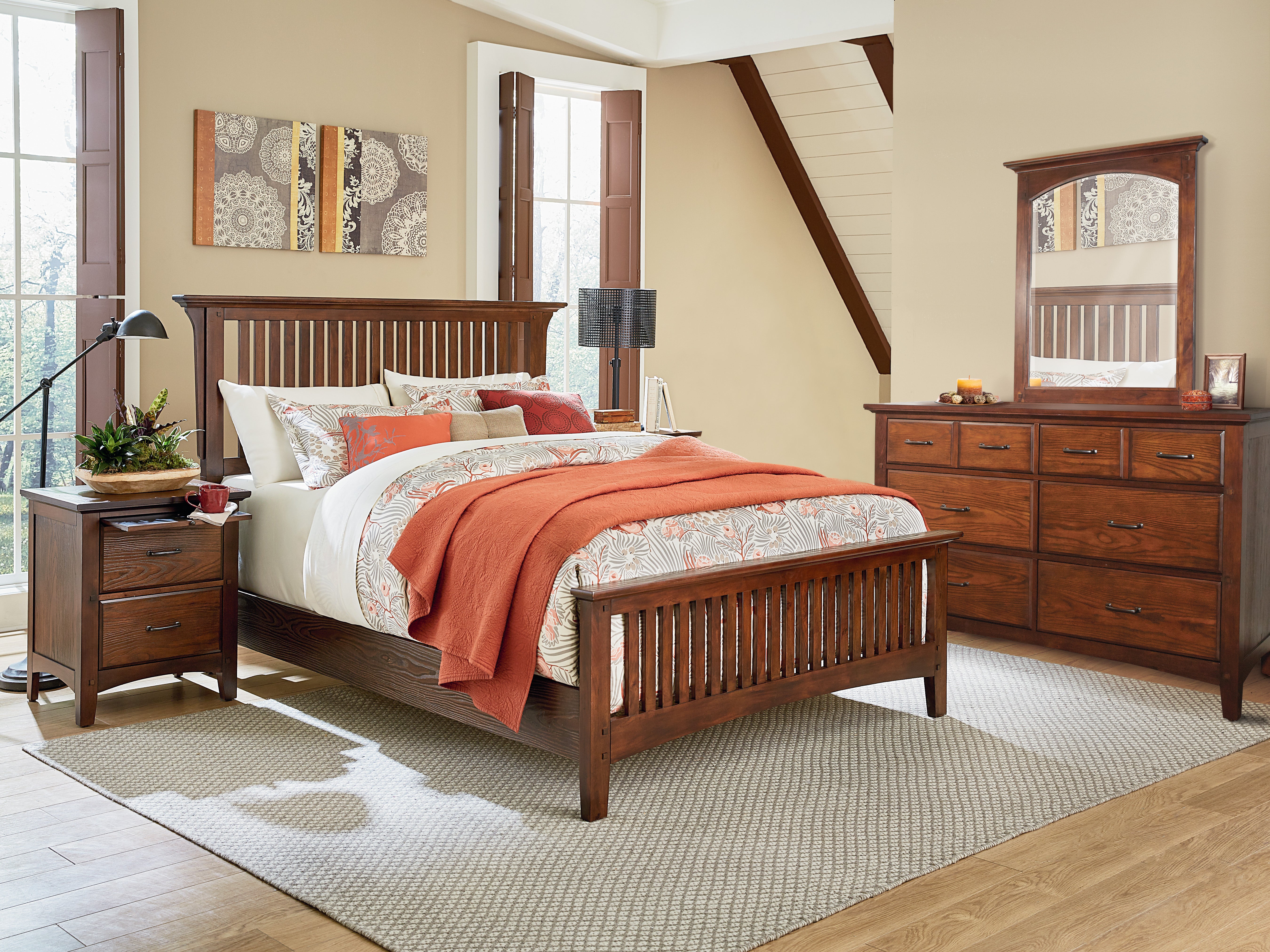 Modern Mission King Bedroom Set  - Vintage Oak