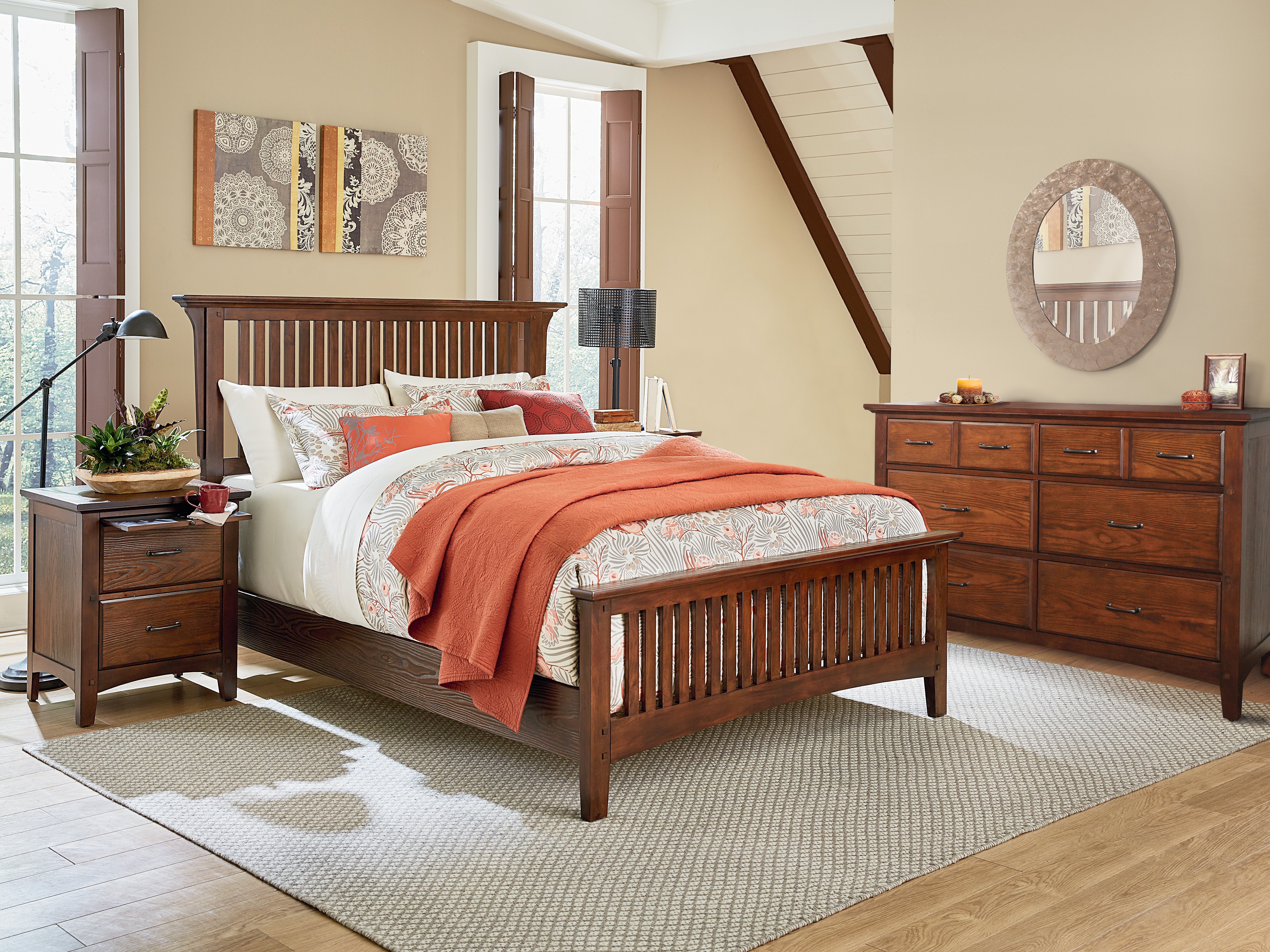 Modern Mission King Bedroom Set - Vintage Oak
