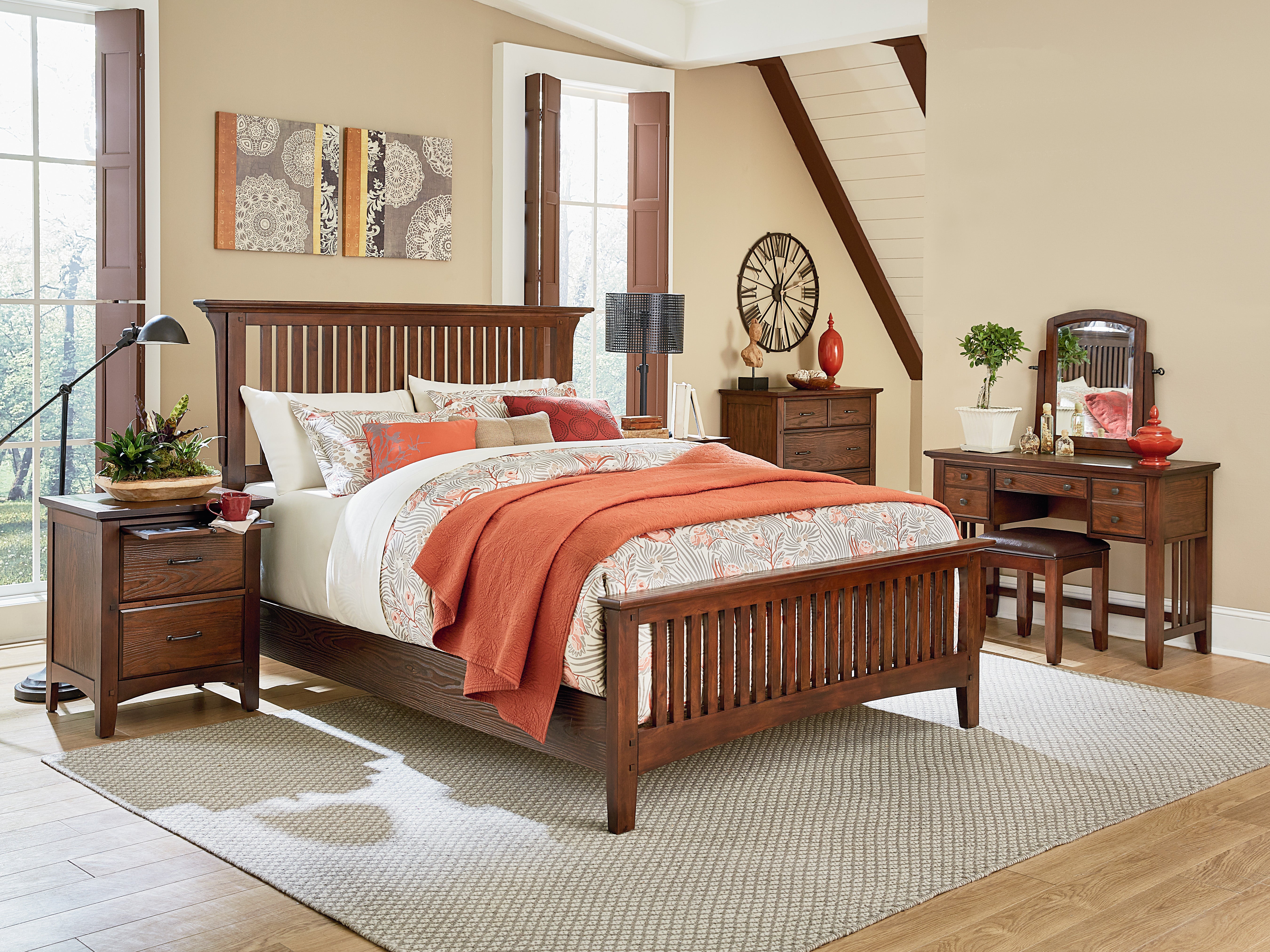 Modern Mission King Bedroom Set - Vintage Oak