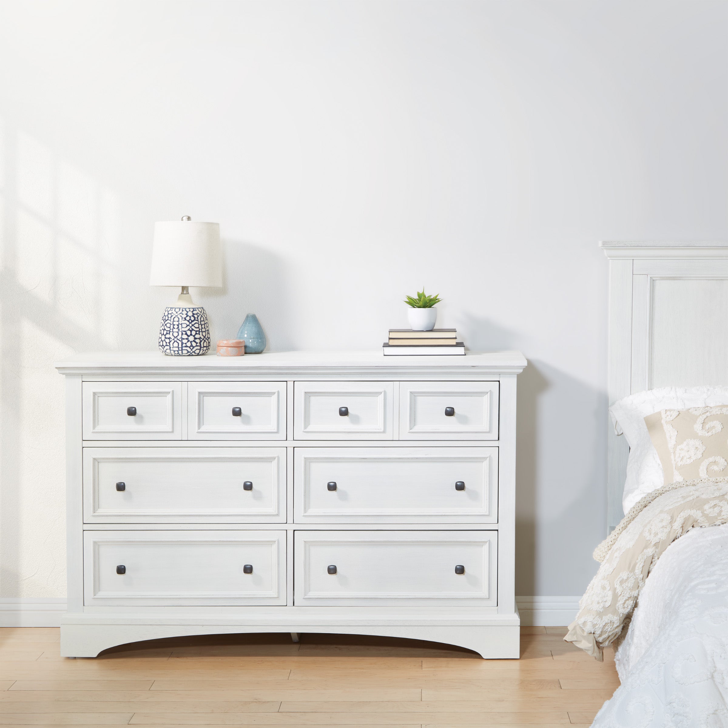 Farmhouse Basics 6 Drawer Dresser - Rustic White