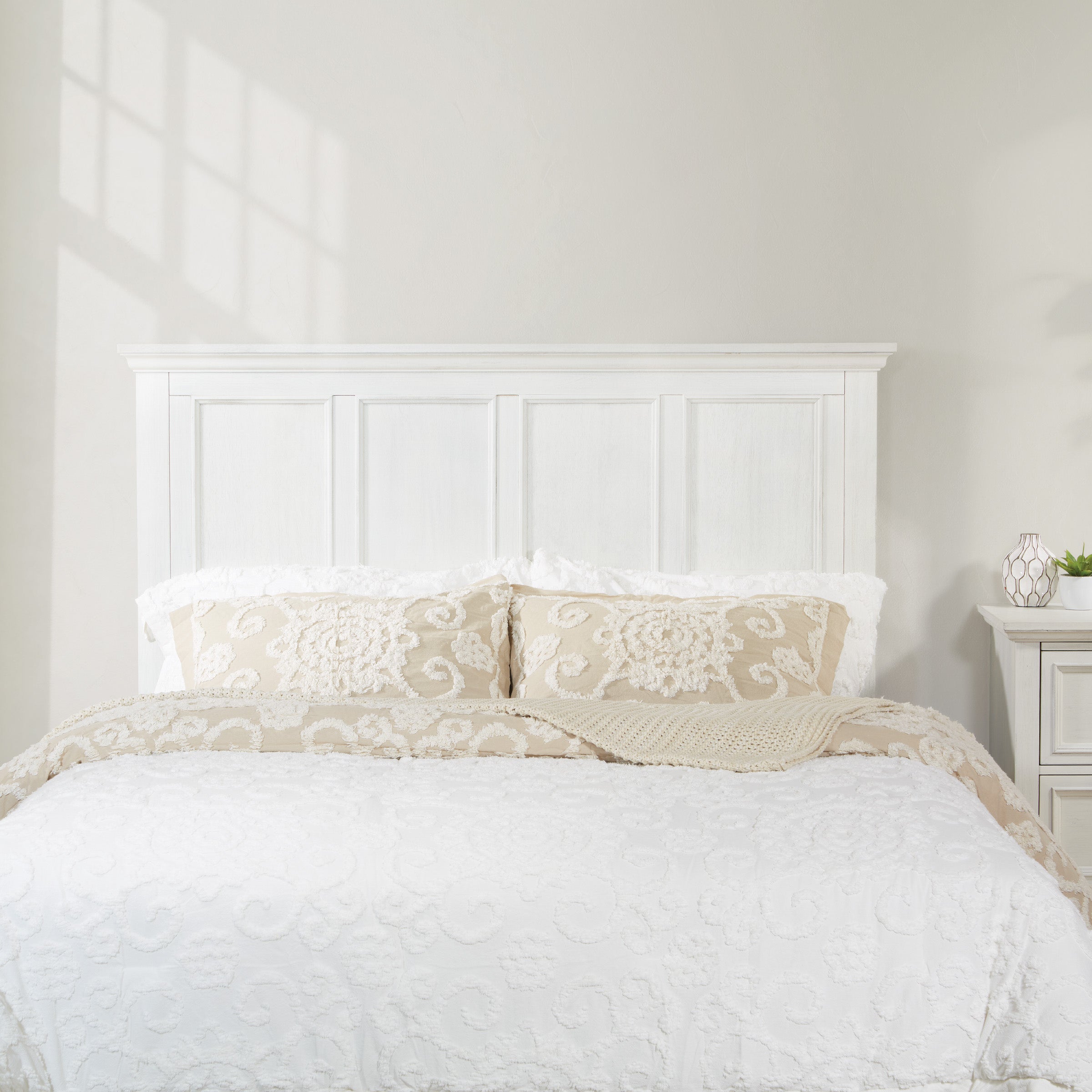 Farmhouse Queen Headboard - Rustic White