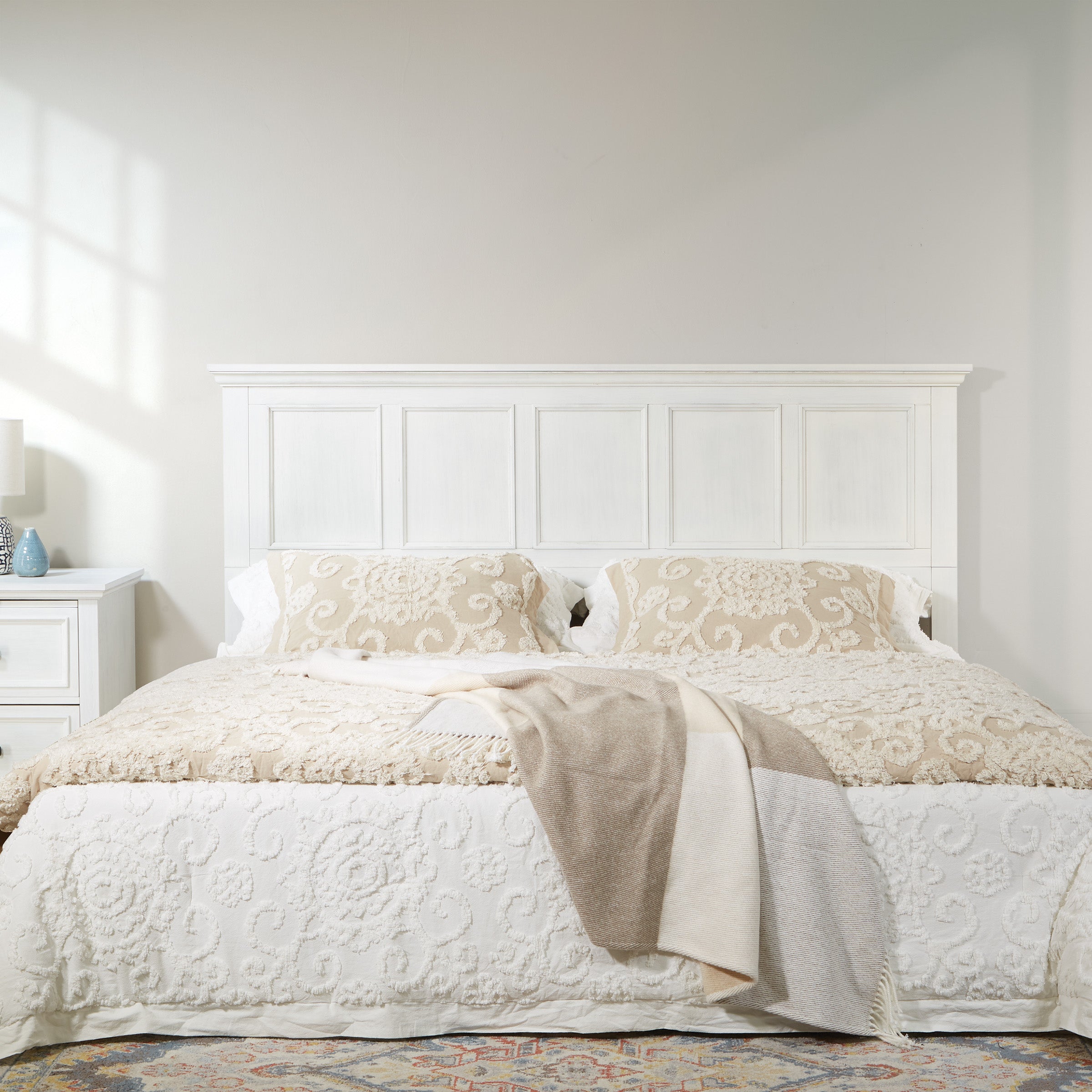 Farmhouse Basics King Bed Headboard - Rustic White
