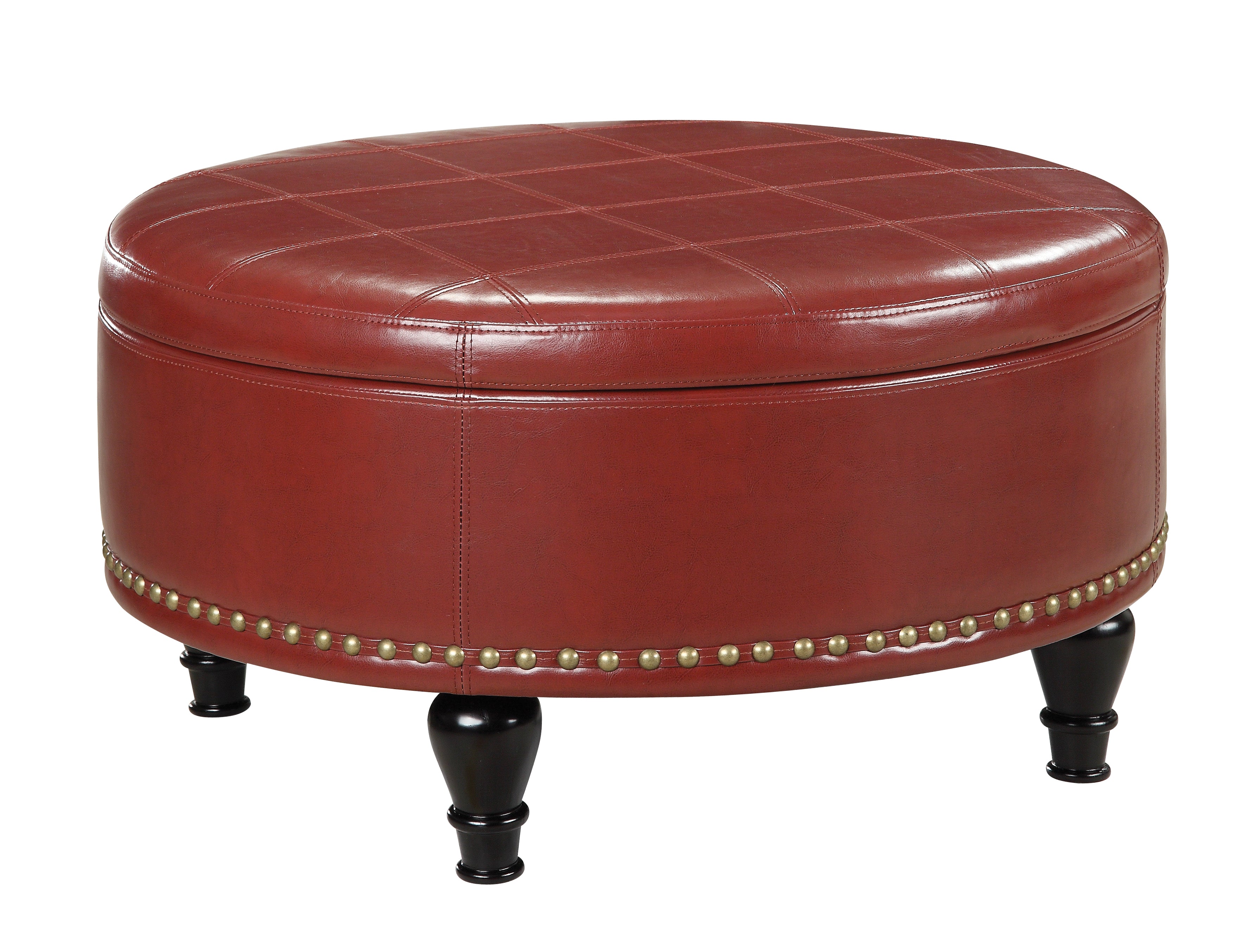 Augusta storage Ottoman - Crimson Red