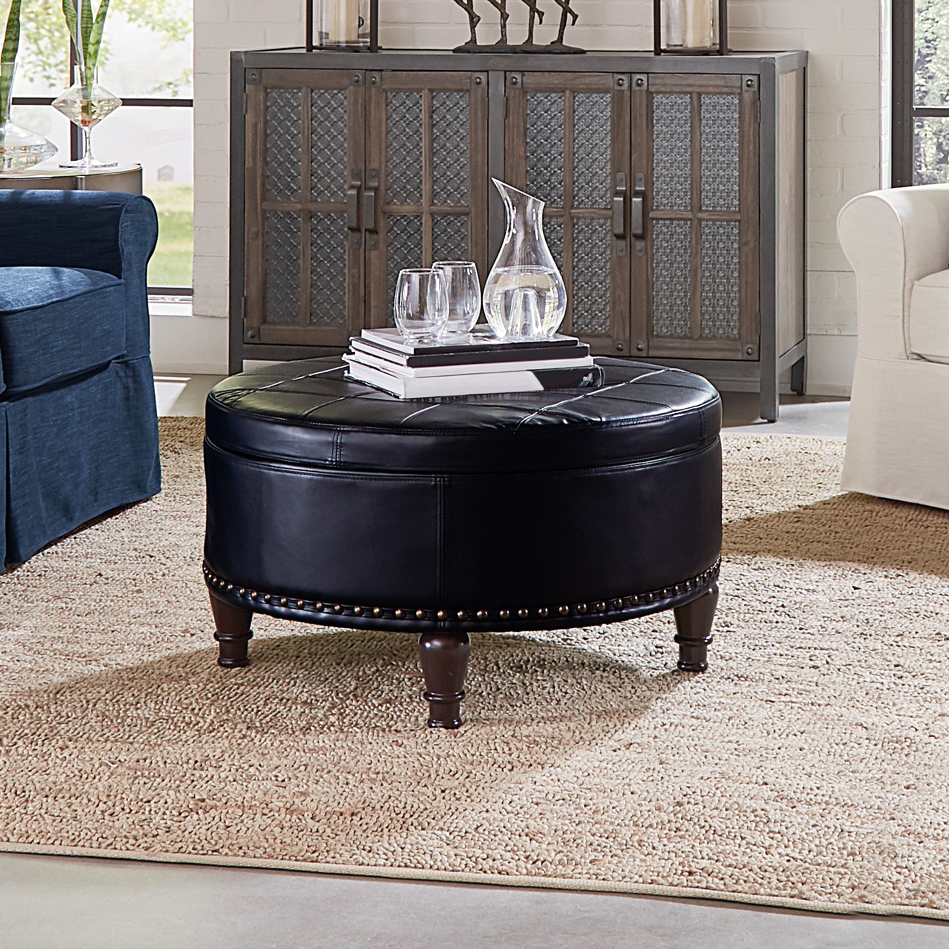 Augusta storage Ottoman - Black