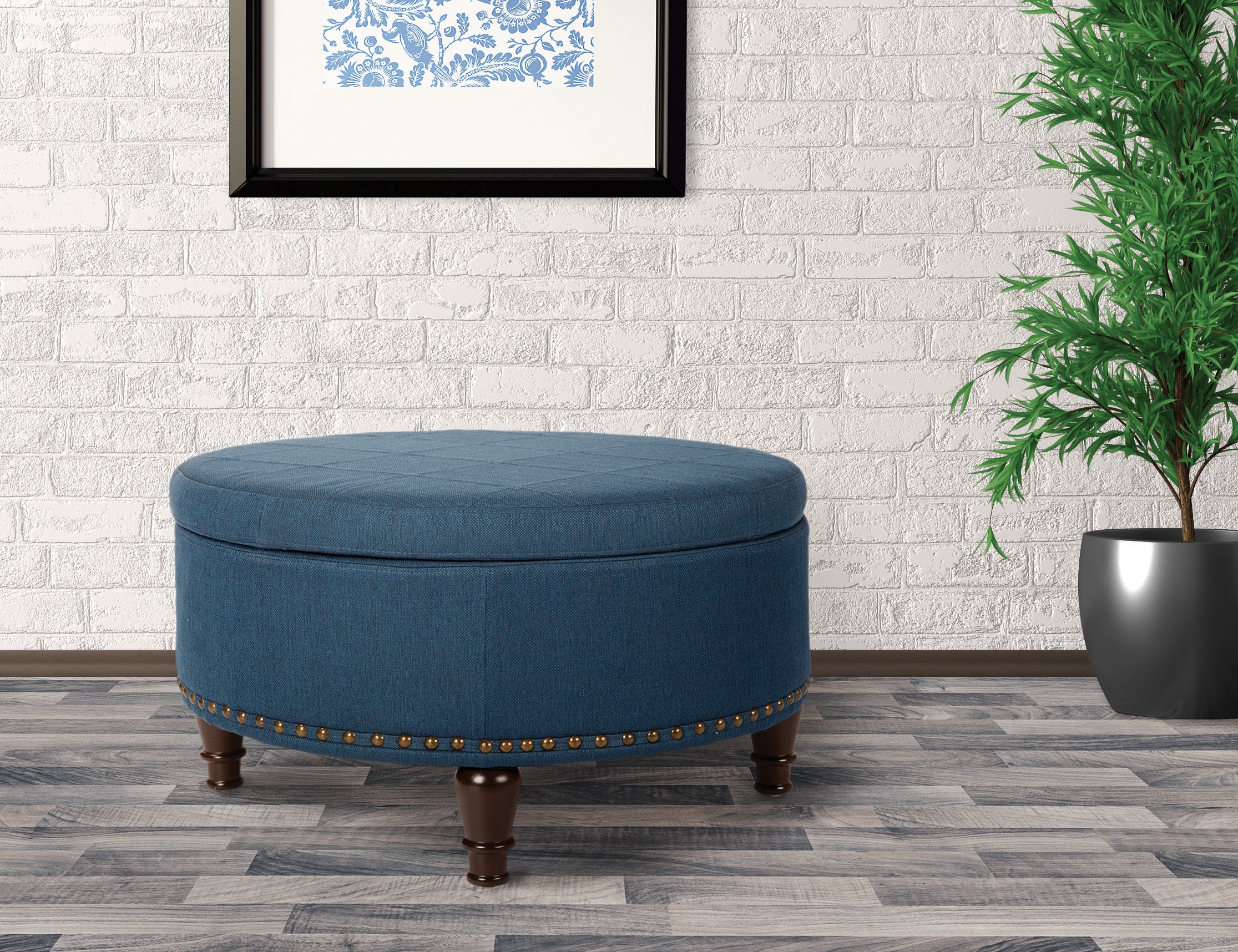 Augusta storage Ottoman - Azure
