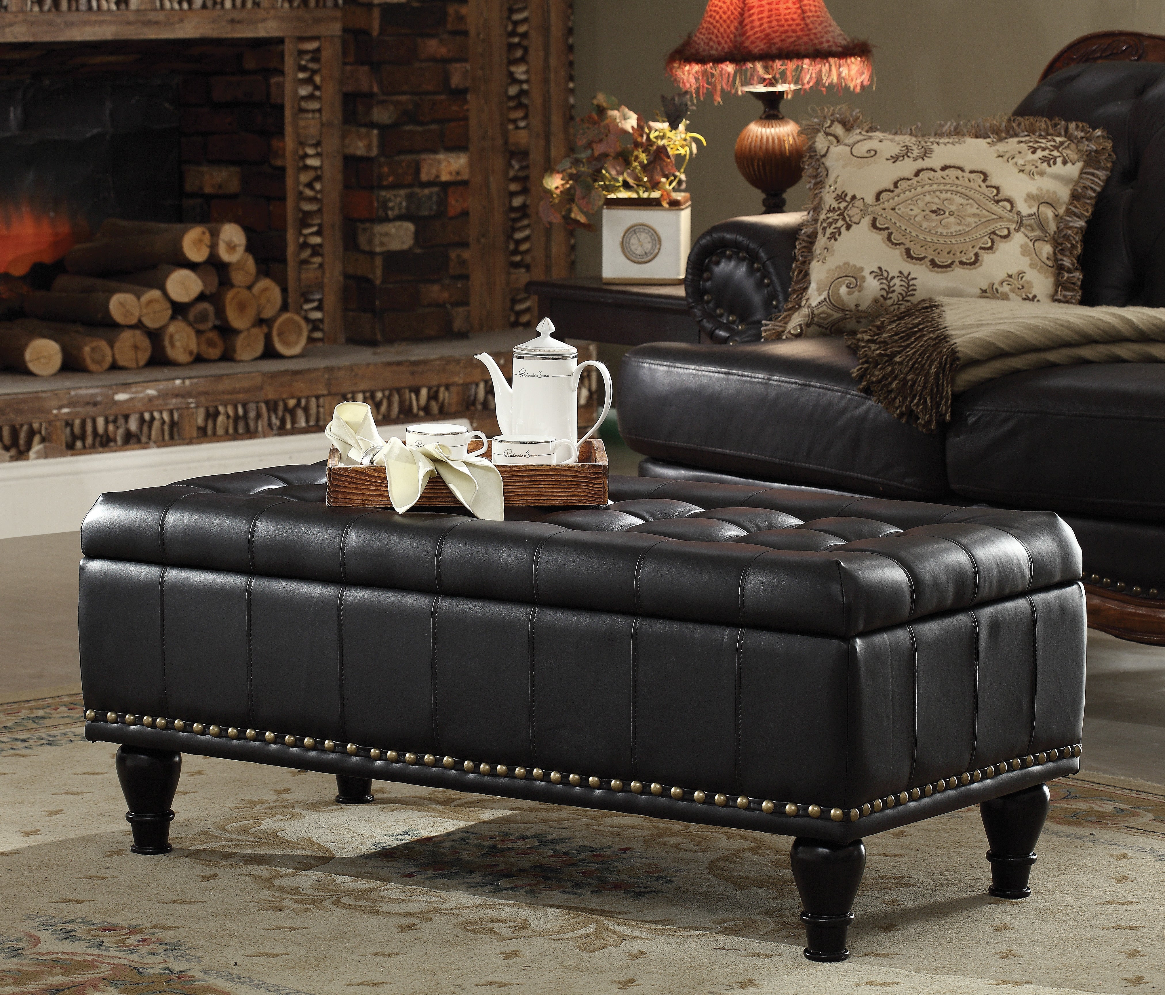 Caldwell storage ottoman - Black