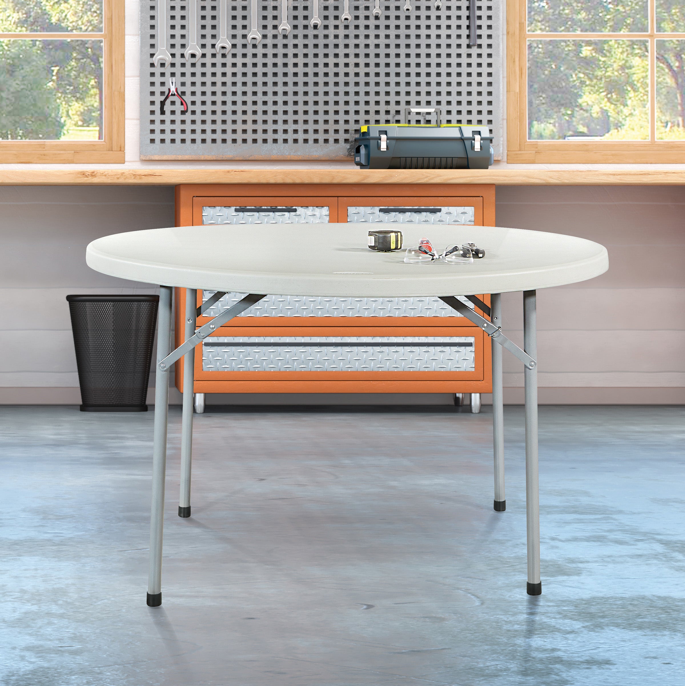 48" Round Resin Multi Purpose Table - Light Grey